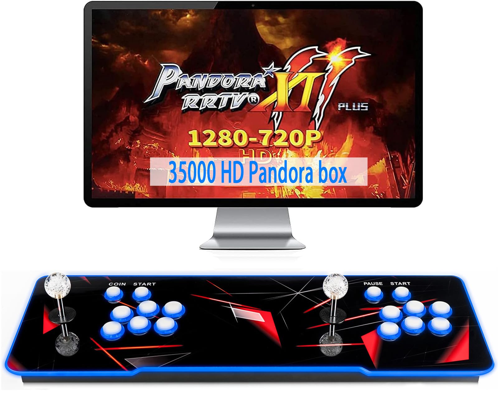 【 35000 Games in 1 】 70S Pandoras Box Arcade Game Console Retro Game Machine for Home PC & TV, 2-4 Players, 1280X720, Support 3D , Search/Hide/Save/Load/Pause , Favorite List,Double Stick
