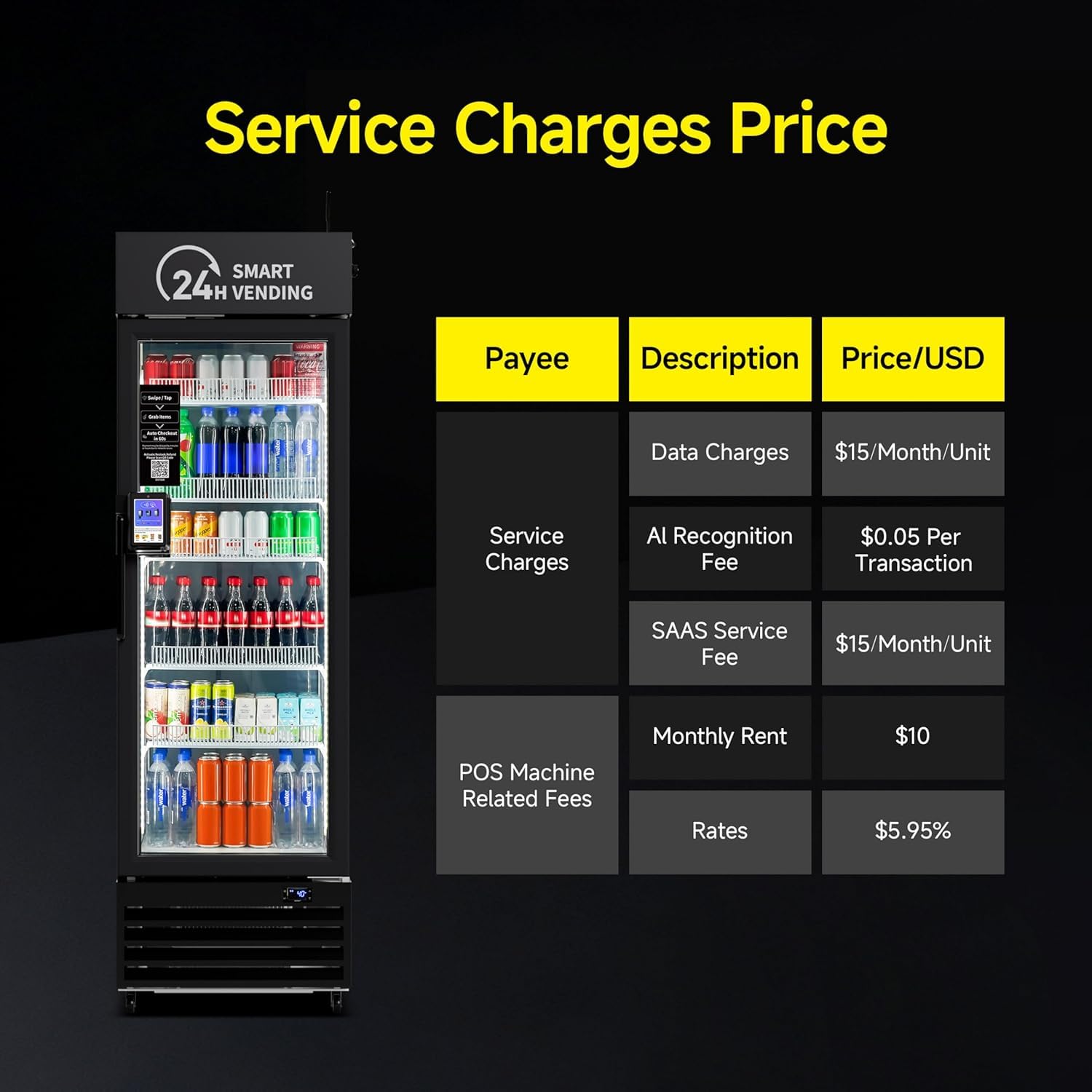 Vending Machine Combo,Smart Refrigerated Vending Machine with Touch Card Reader US542(Black, Pro)