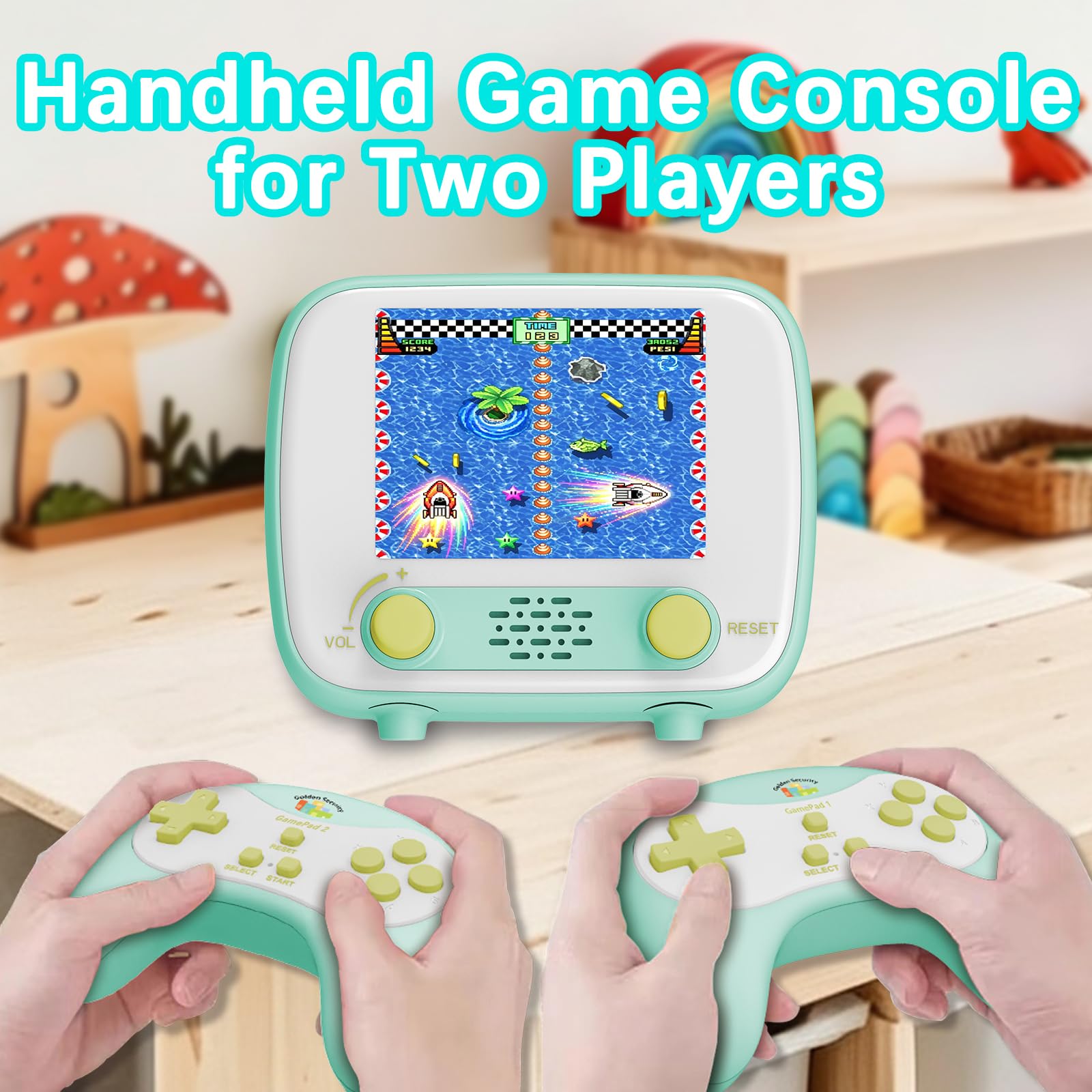 Mini Arcade Machine, Retro Gaming Console, Handheld Game Console with 156 Classic 16-Bit Video Games, 2.8 Inch Color Display, Rechargeable Battery, Support for TV Output, Birthday Present for Children
