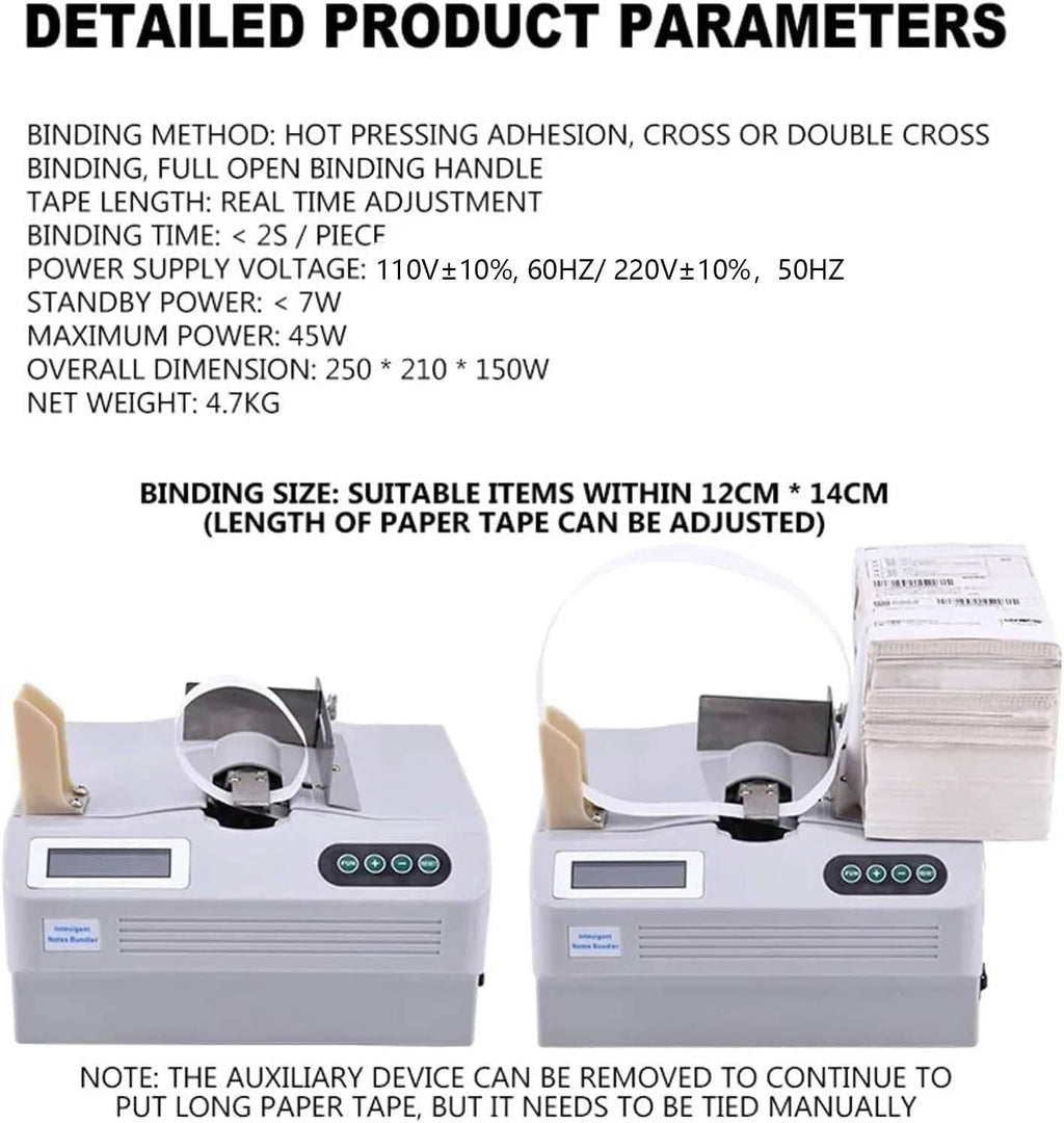 Fast Cash Wrapping Machine, Automatic Banknote Wrapping Machine, Desktop Banknote Wrapping Machine with LCD Display, for Finance and ATMs