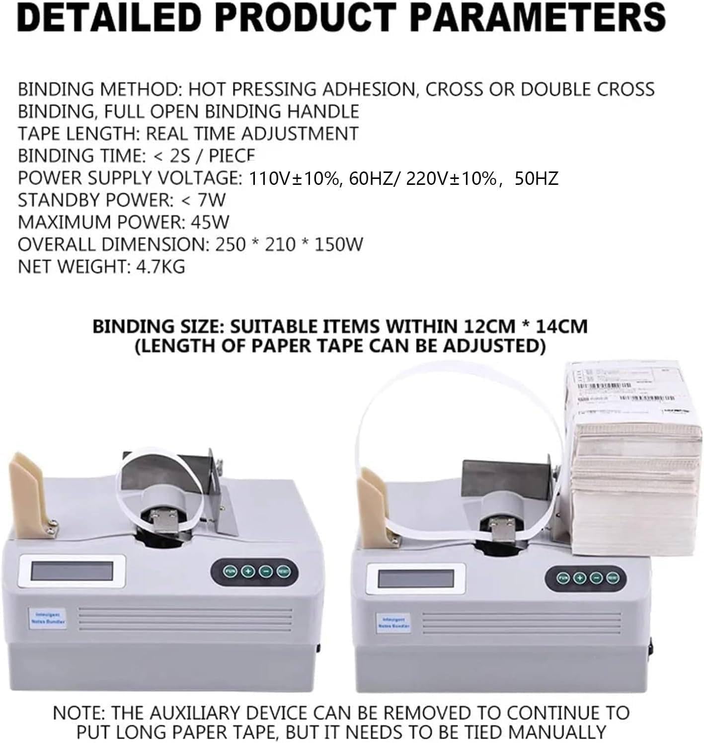 Fast Cash Wrapping Machine, Automatic Banknote Wrapping Machine, Desktop Banknote Wrapping Machine with LCD Display, for Finance and ATMs