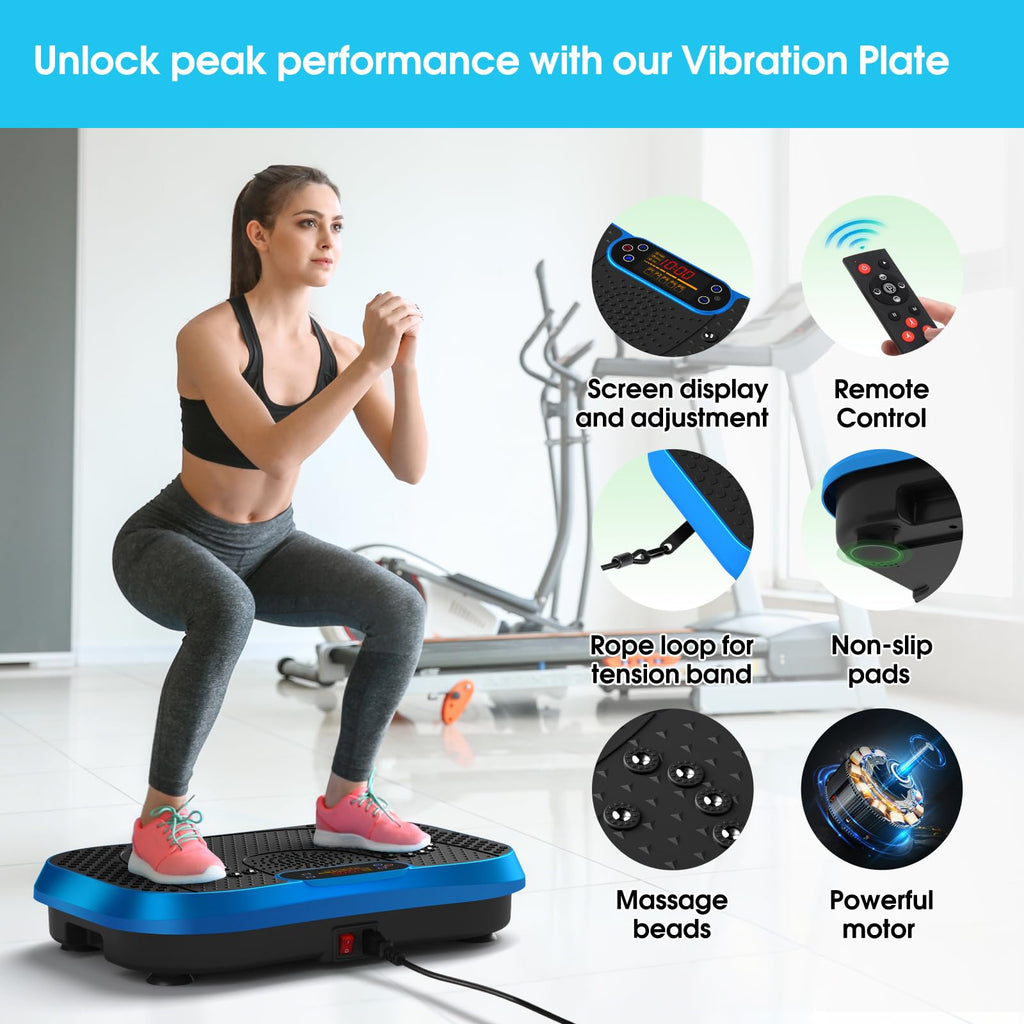 SoftGym Waver Vibration Plate Exercise Machine for Lymphatic Drainage Weight Loss,120 Speed Levels Vibrating Platform with Resistance Bands,Full-Body Workout Equipment for Muscle Toning