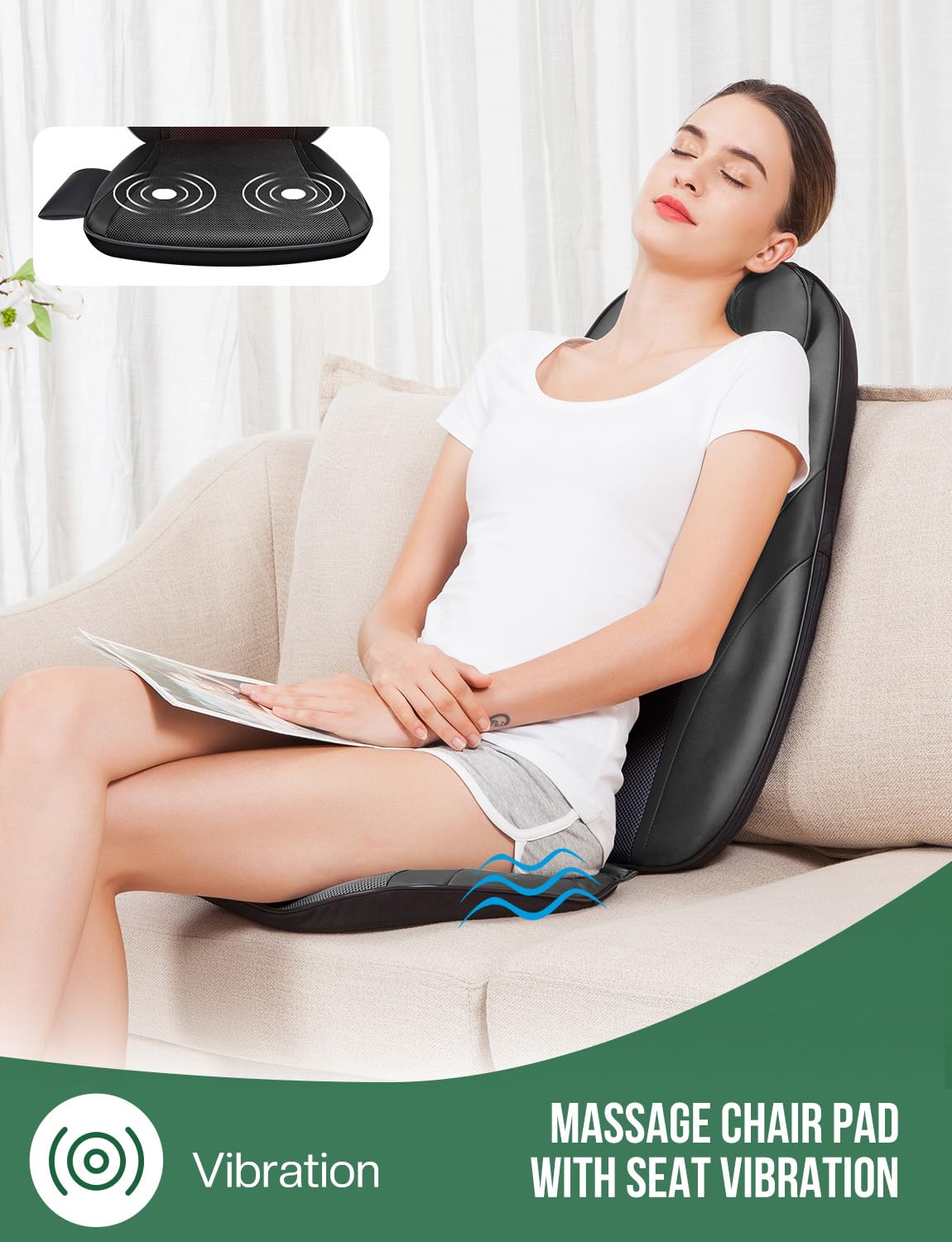 Snailax 2026 Upgraded Shiatsu Roller Back Massager with Heat Massage Chair Pad Kneading Back Massager for Pain Relief Deep Tissue Chair Massage Pad for Office Home Gift Fathers
