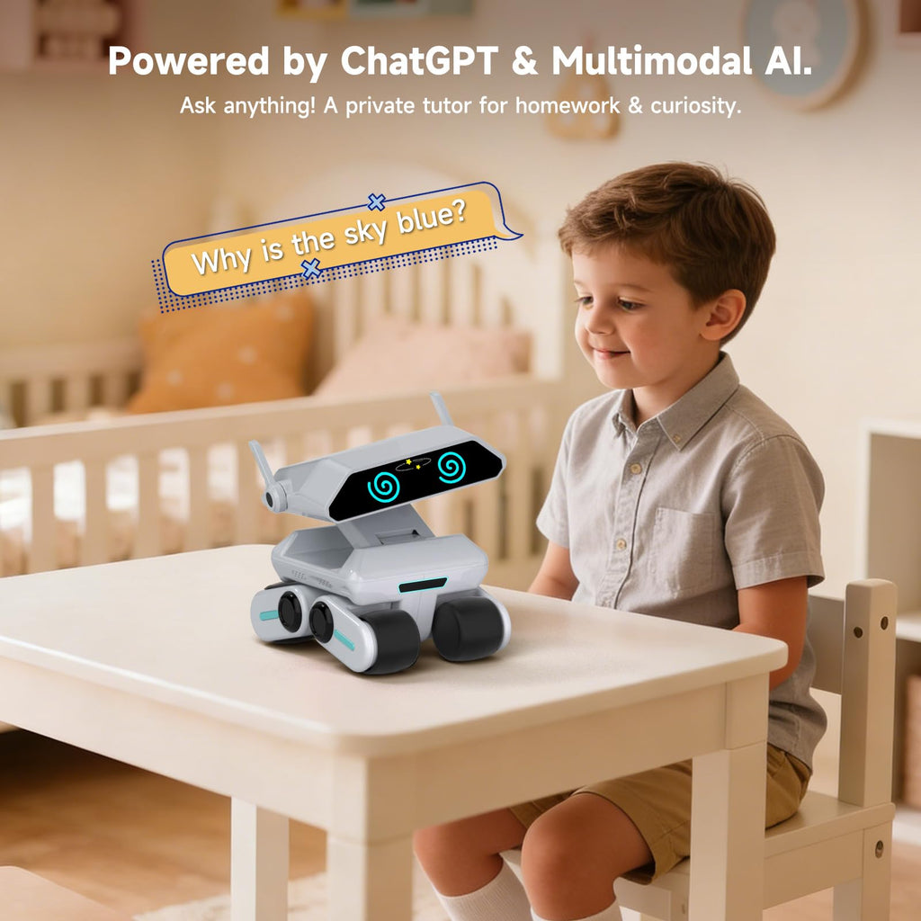 AI Robot for Kids, ChatGPT Powered Interactive Smart Companion, STEAM Educational Programmable Toy with Visual Recognition & Emotion-Aware, Personalized AI Friend for Teens Yonbo