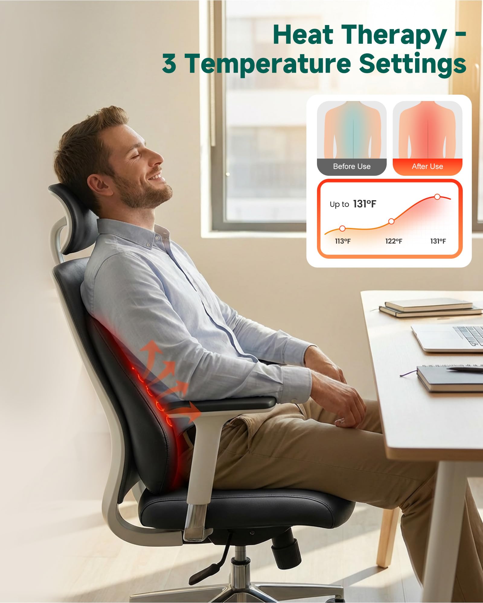 Snailax Back Massager with Heat – 3D Shiatsu Massage Pillow for Neck & Back, Fixed Kneading Nodes, Chair & Sofa Use, Gift for Mom, Dad, Women & Men