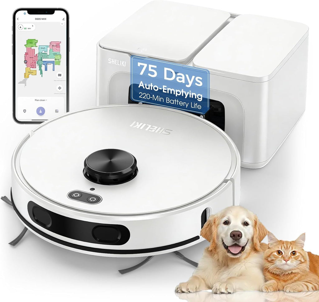 Robot Vacuum and Mop Combo, Mapping Robotic Vacuums Cleaner with 75 Days Self-Emptying, LiDAR Navigation Smart & Strong Suction, WiFi/App/Alexa/Voice Control, Quiet for Home Pet Hair Hard Floor Carpet