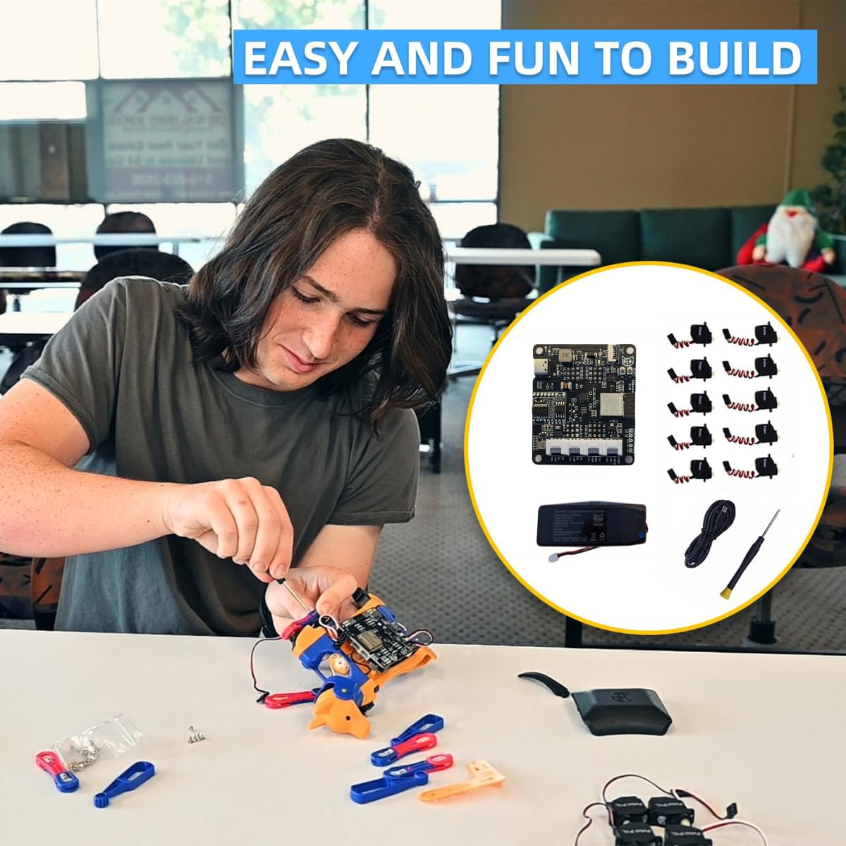 Petoi Programmable Robot Dog Bittle X V2 Lite Servo | Coding Smart Robot Dog Kit, Voice Controlled, Quadruped Interactive Robot for Kids (Bittle X V2 - lite servos - Construction - Yellow + Black)