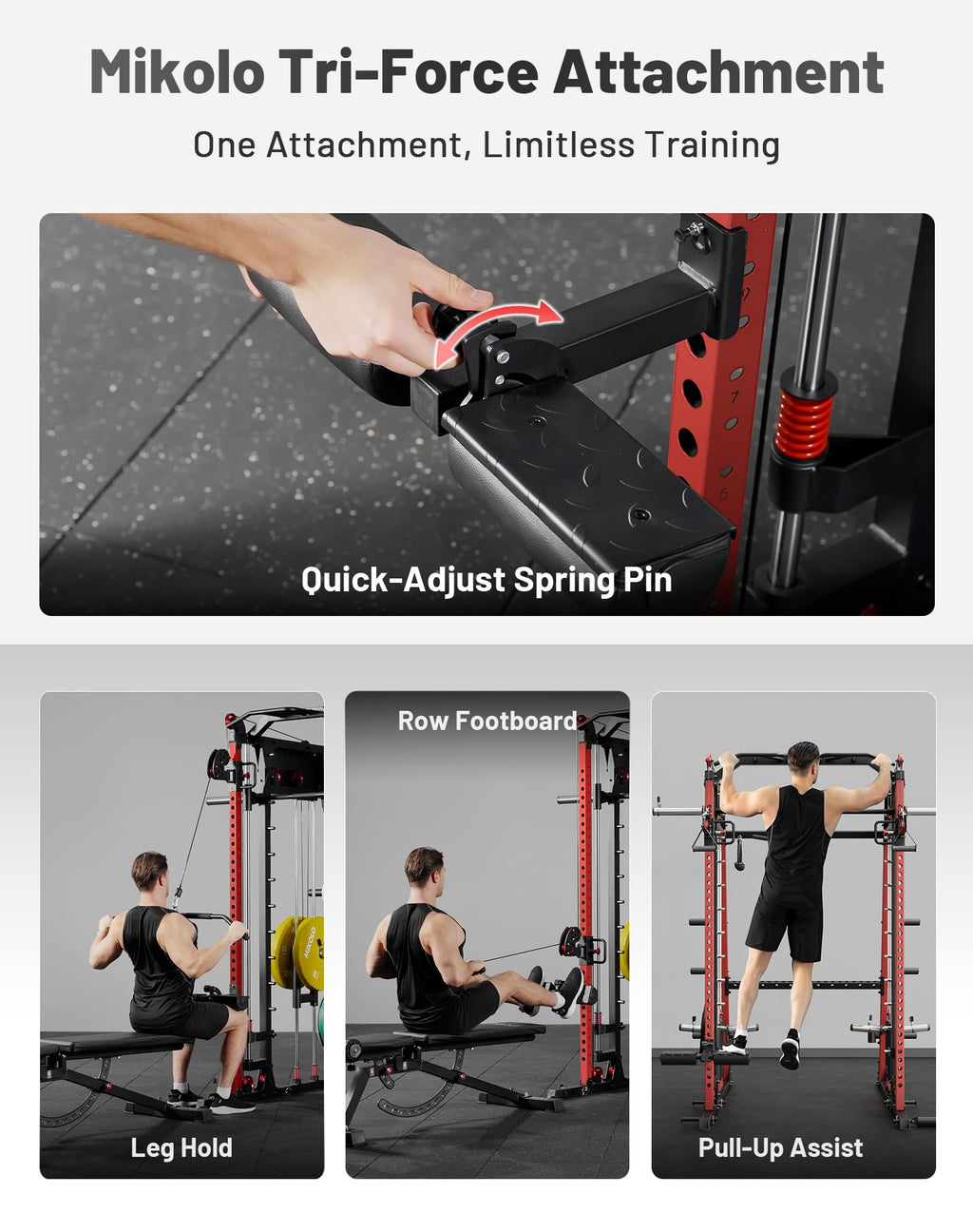 Mikolo M4 2.0 Smith Machine, All-in-One Home Gym Power Cage with LAT Pulldown & Cable Crossover, Squat Rack for Full Body Workouts