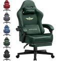 GTPLAYER Gaming Chair with Pocket Spring Cushion, Big and Tall Gamings Chairs 350LBS High Back Computer Chair with Footrest for Adults Lumbar Support Swivel Game Chair for Office,Leather Black-Massage