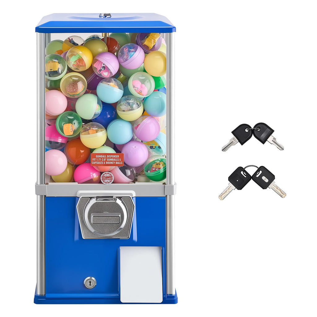 VEVOR Gumball Machine for Kids, 25" Height Home Vending Machine, PS Bouncy Balls Dispenser, Hold 230 Capsule Toys, Rectangle Bubble Gum Machine for Game Stores, Coin Operated Gumball Bank, Red