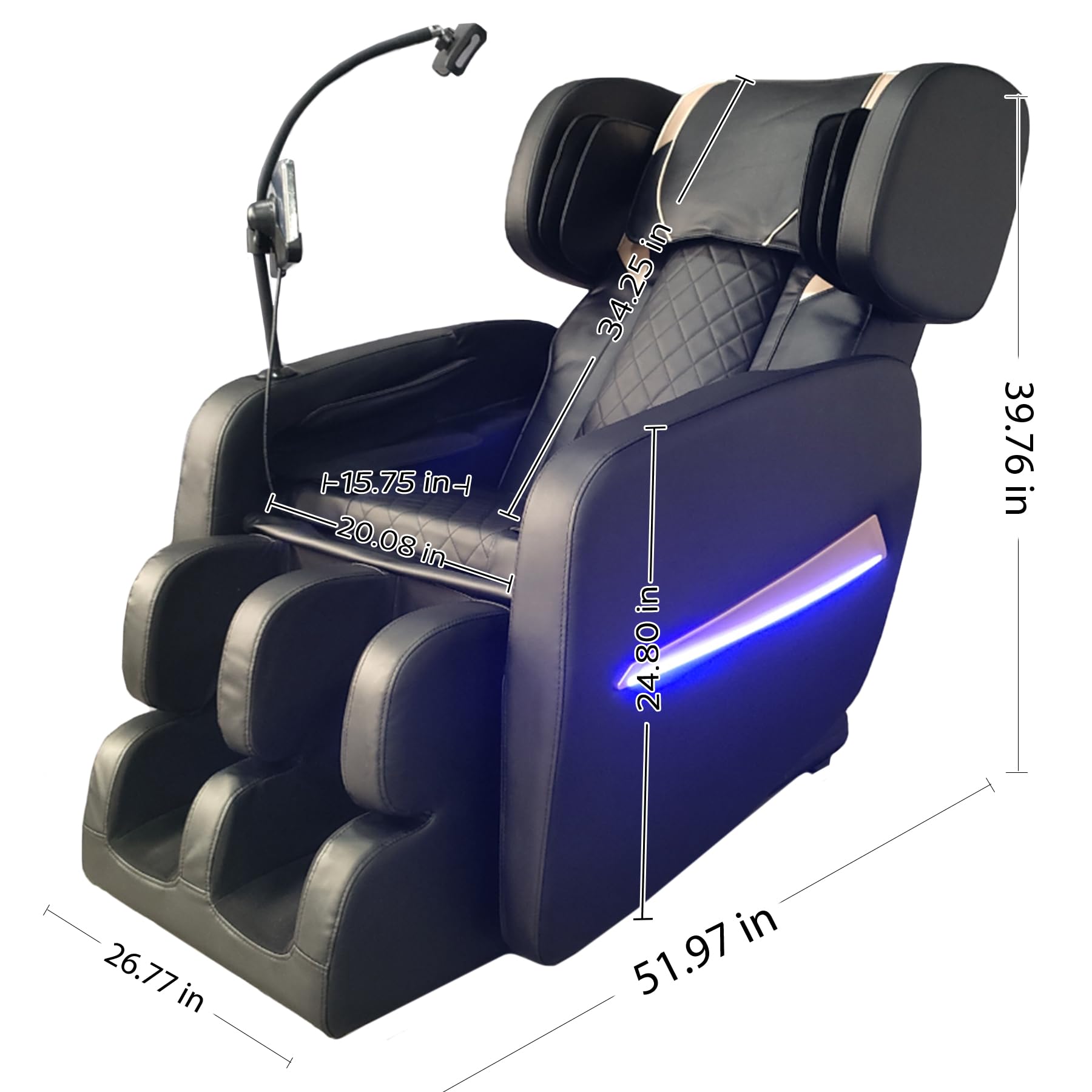 KEIKI Massage Chair Recliner with Zero Gravity, Full Body Air Pressure, Heated Back & Leg, Foot & Calf Massage, Bluetooth Audio, PU Leather, Adjustable Recliner for Home & Office Relaxation, Black