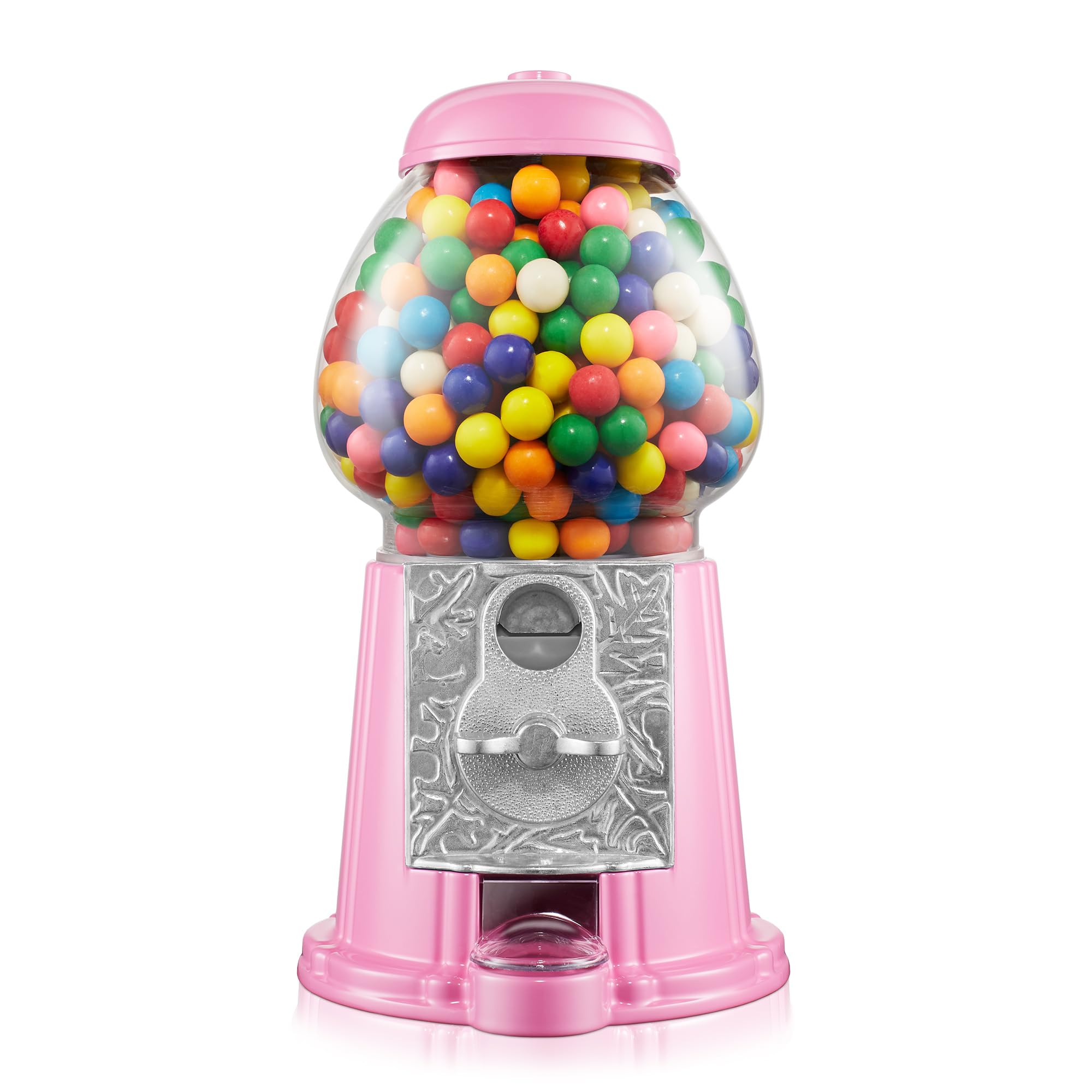 Olde Midway 15" Gumball Machine with Glass Globe and Metal Base - Red, Vintage-Style Bubble Gum Candy Dispenser