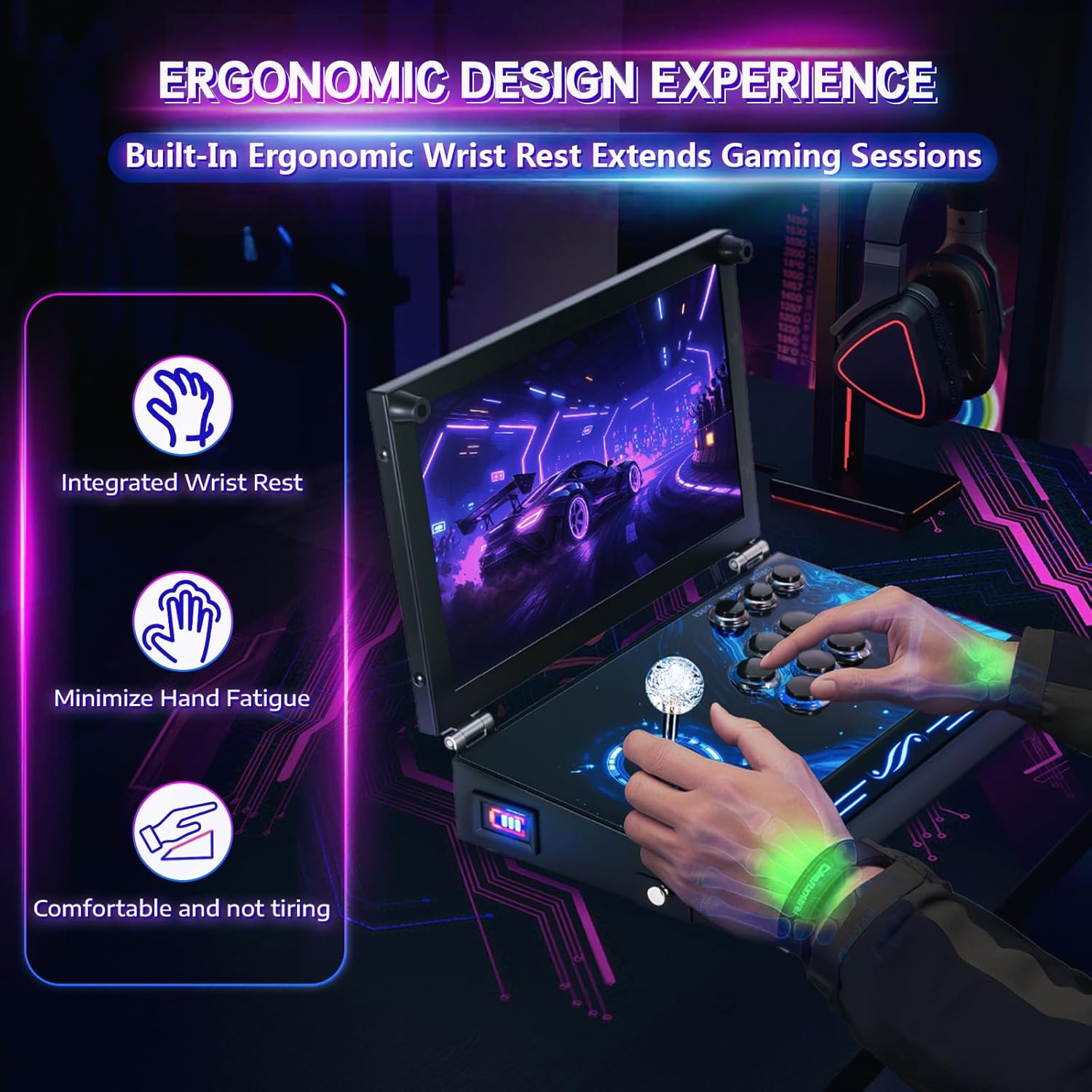 2026 Upgraded Portable Arcade Machine Pandora Box - 2D3D Retro Gaming Console, 8000mAh Battery, Includes Extra Gamepad, Plug & Play Console with Search/Hide/Save/Load/Pause Functions