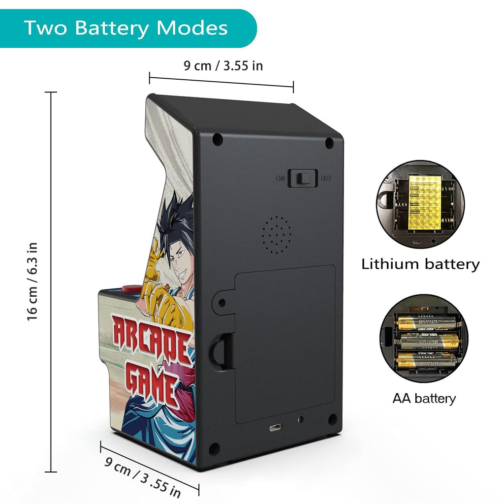 Mini Arcade Machine, Retro Gaming Console, Handheld Game Console with 156 Classic 16-Bit Video Games, 2.8 Inch Color Display, Rechargeable Battery, Support for TV Output, Birthday Present for Children