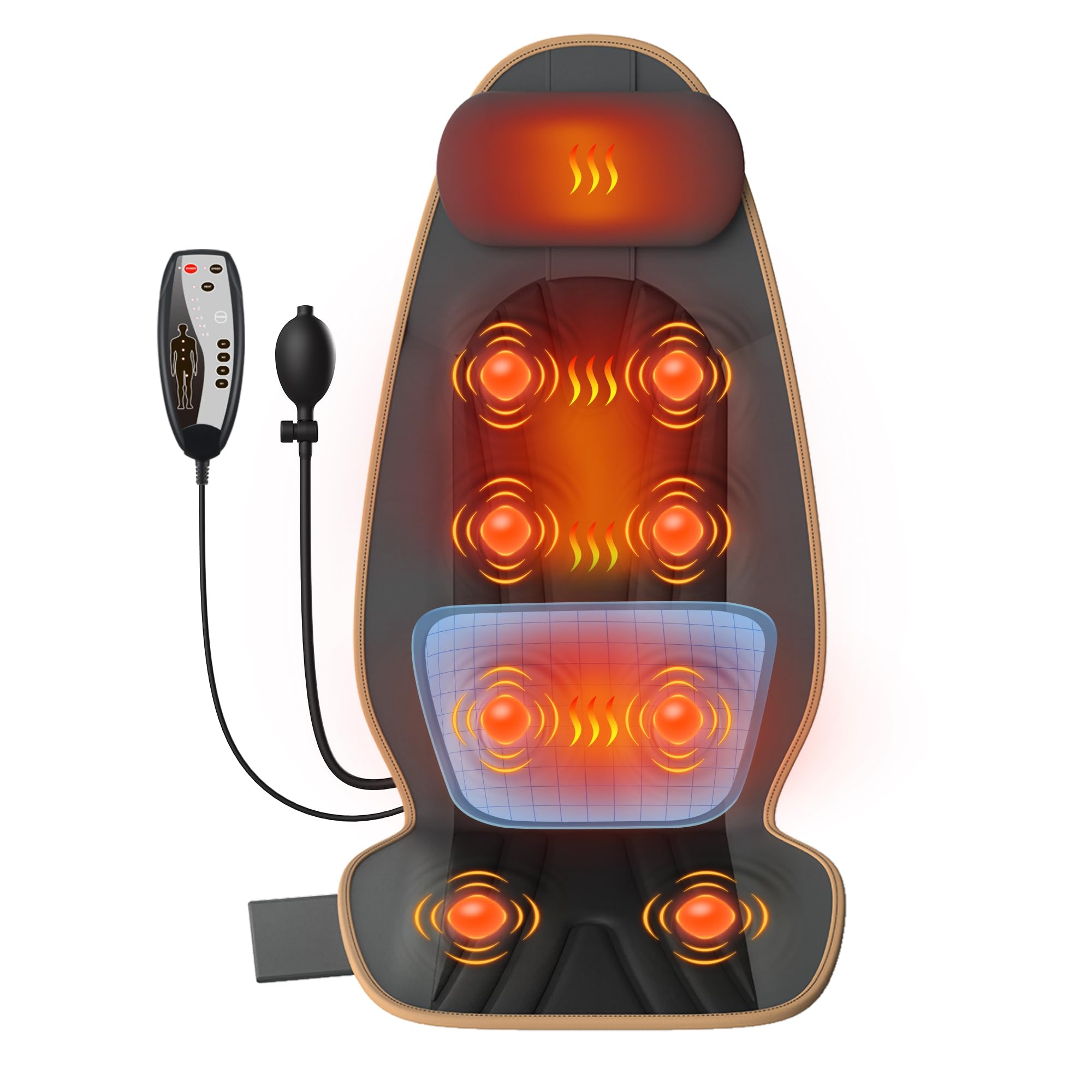 SLOTHMORE Back Massager for Chair, Massage Seat Cushion with Neck Support, Vibration Massage Pad for Full Body Massage for Office Chair, Home Use, Father Day Gifts