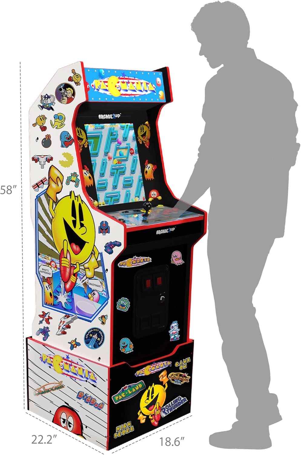 Arcade1Up PAC-Man Customizable Arcade Game Featuring PAC-Mania - Includes 14 Games & 100 Bonus Stickers