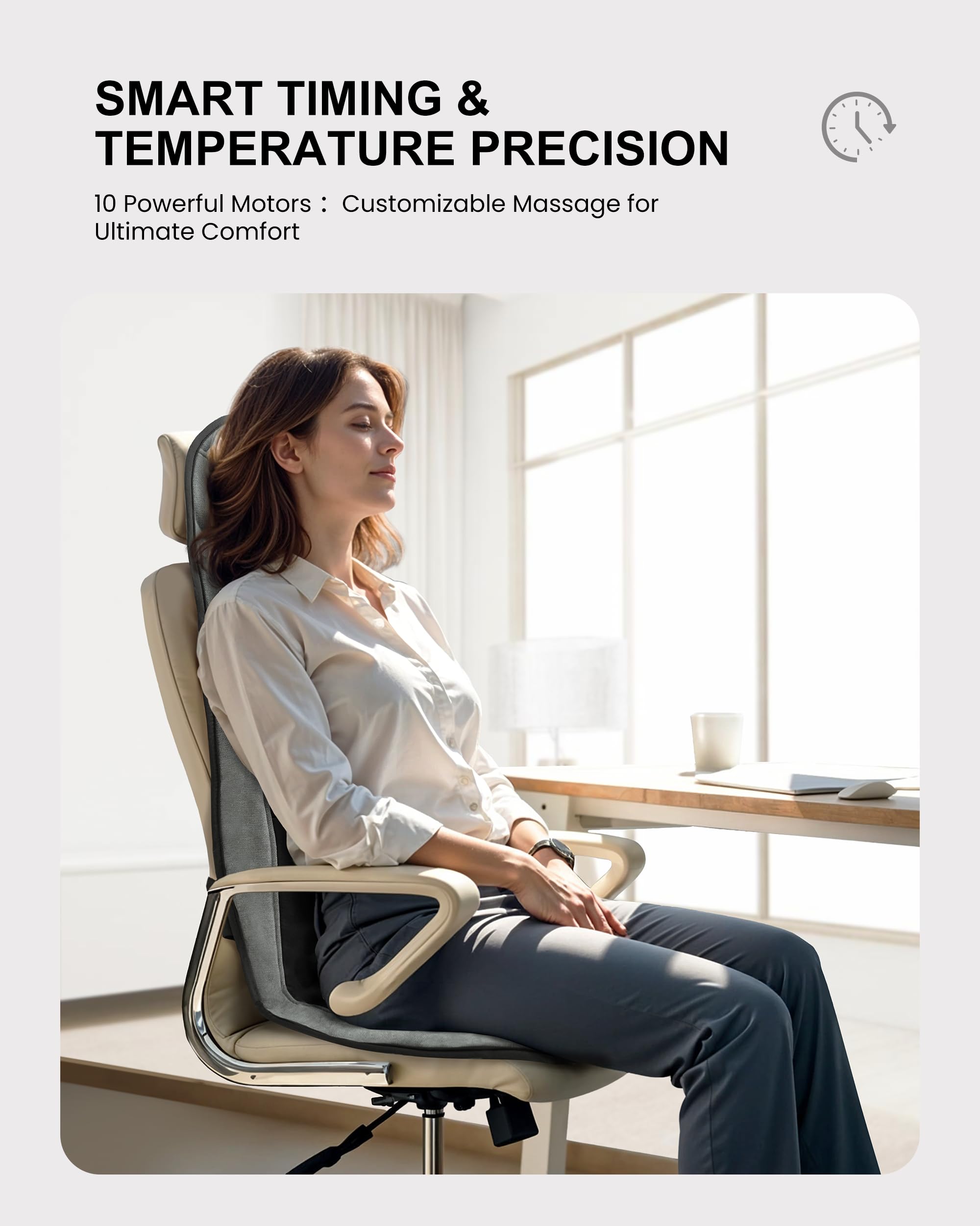 COMFIER Vibration Back Massager Seat Cushion with Heat,Father Day Dad Gifts for Men,10 Motors Massage Chair Pad,Chair Massager for Pain Relief at Office/Home, Father Day Gift