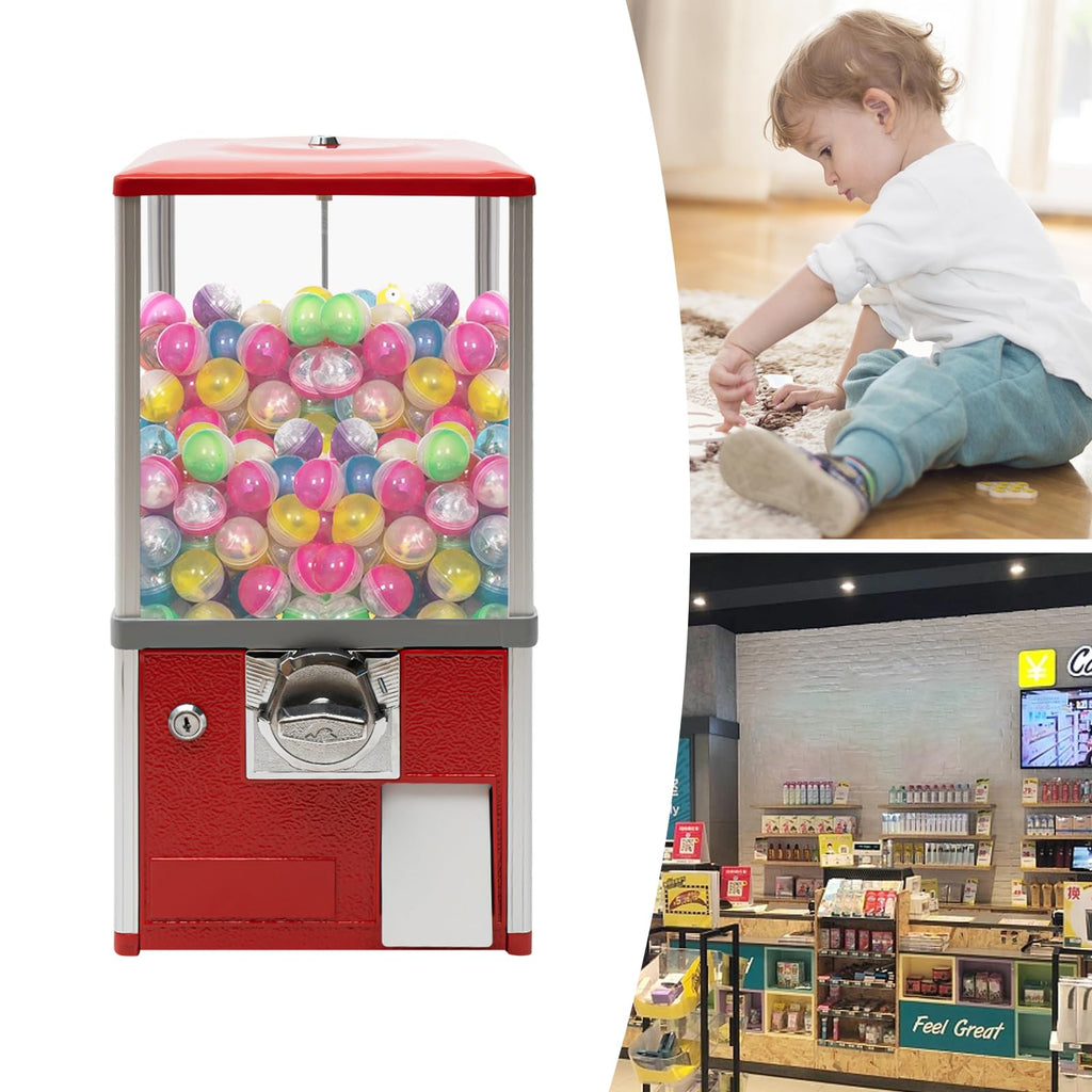 Vending Machines, 25 Cents Coin Operated Vending Machine Commercial Large Capacity Gumball Machine Capsule Toys Vending Dispenser Vending Machine for Amusement Parks, Retail Stores (White)
