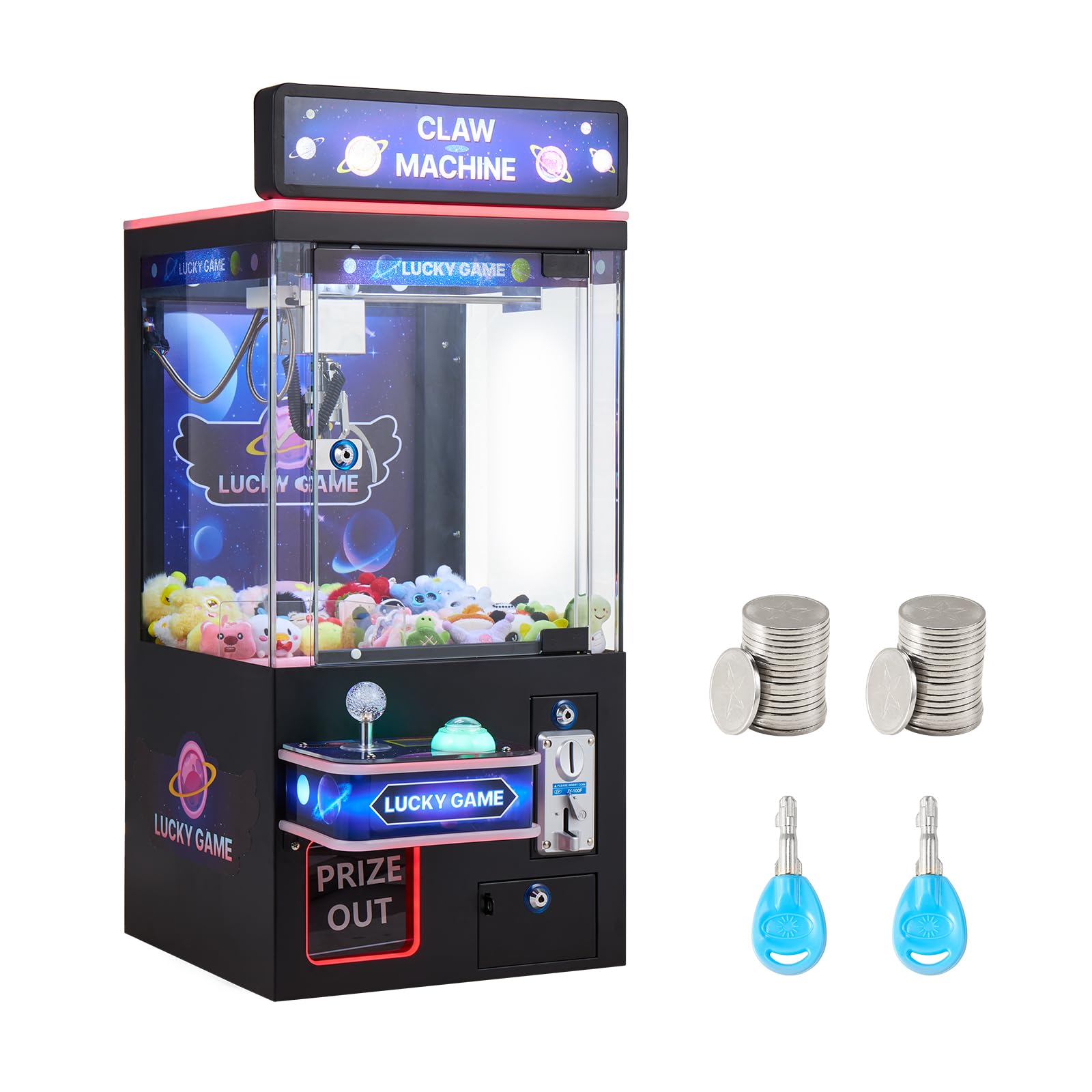 VEVOR Claw Crane Machine, Medium-Sized Arcade Game Machine with Claw + Grabber Double-Layer, Light & Sound, Toy Candy Grabber Prize Dispenser Vending Toy, for Commercial Home Cinema, Black Purple