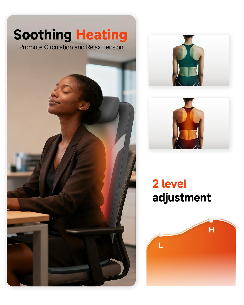 Snailax Back Massager for Full Back Pain Relief Deep Tissue, Long Track Dual 3D Shiatsu Rollers 3 Height Settings Foldable Massage Chair Pad with Heat, Vibration Heated Seat Cushion, Gifts for Mom Dad