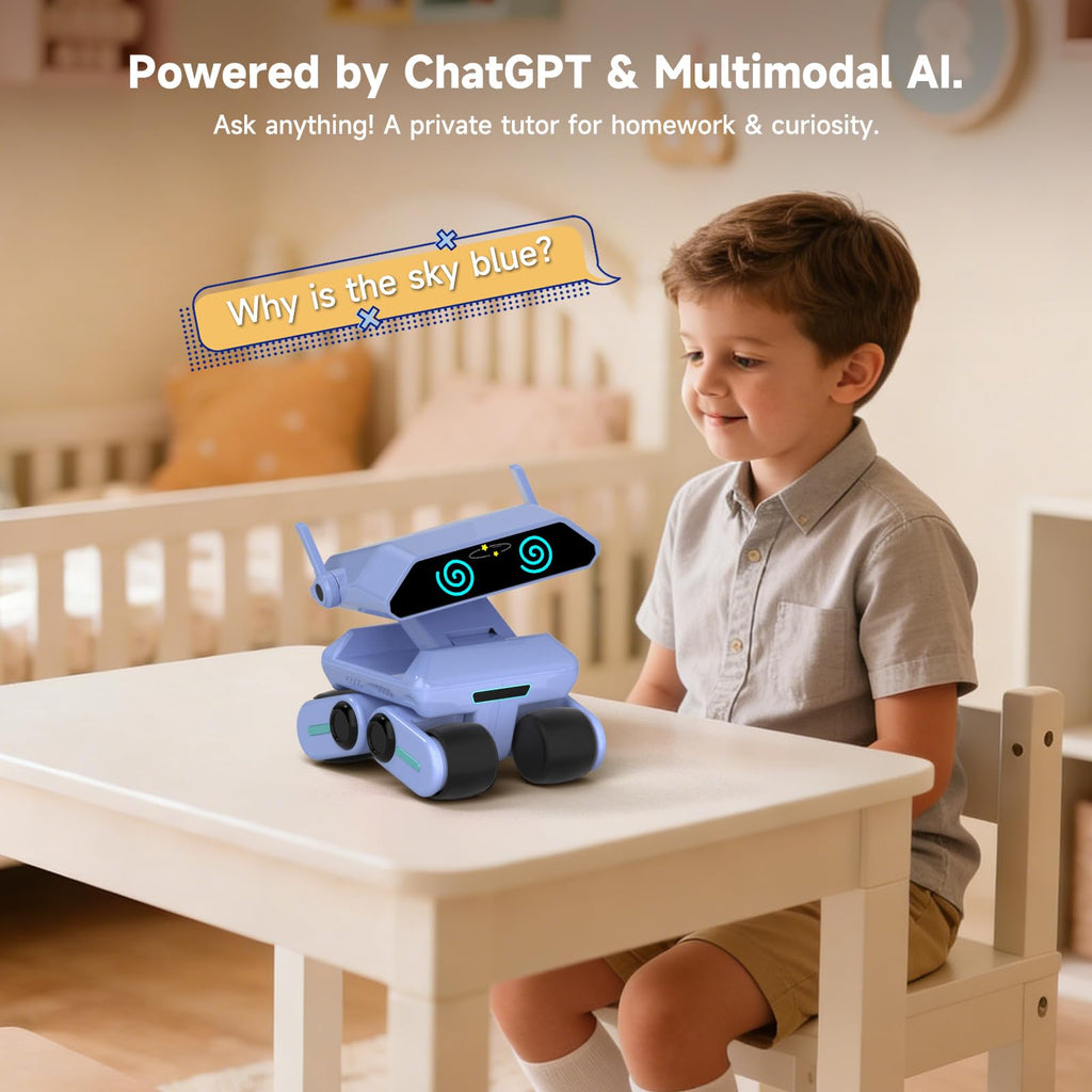 AI Robot for Kids, ChatGPT Powered Interactive Smart Companion, STEAM Educational Programmable Toy with Visual Recognition & Emotion-Aware, Personalized AI Friend for Teens Yonbo