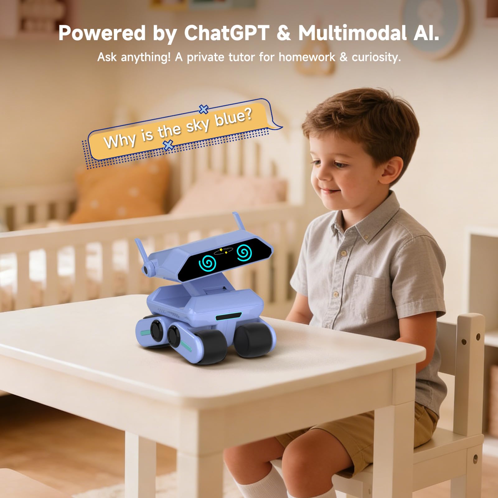 AI Robot for Kids, ChatGPT Powered Interactive Smart Companion, STEAM Educational Programmable Toy with Visual Recognition & Emotion-Aware, Personalized AI Friend for Teens Yonbo