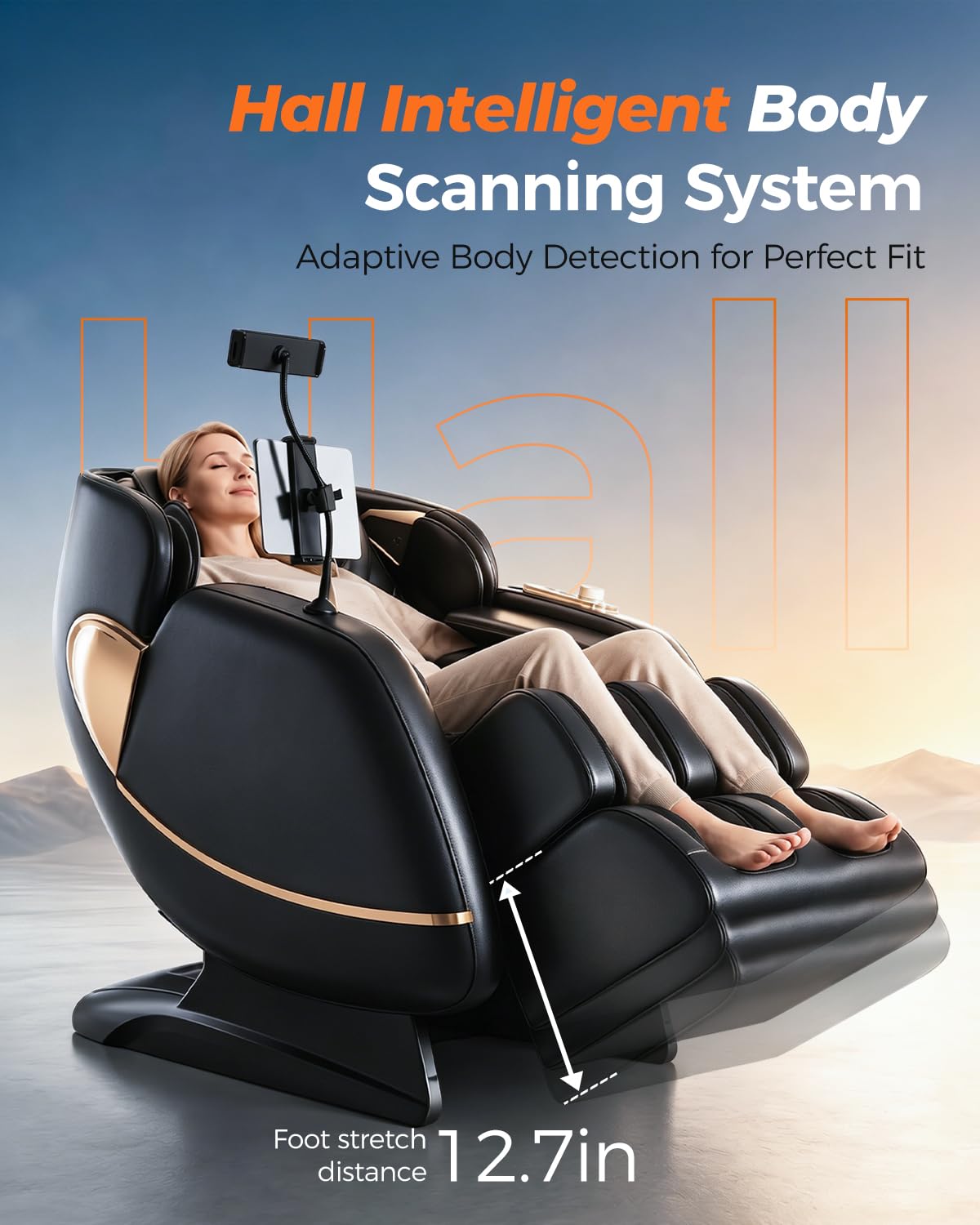 2026 4D Massage Chair Full Body, PU Leather Zero Gravity Heated Back Foot Hand Massage Recliner, AI Voice Control, Office and Living Room Furniture, Portable - Black
