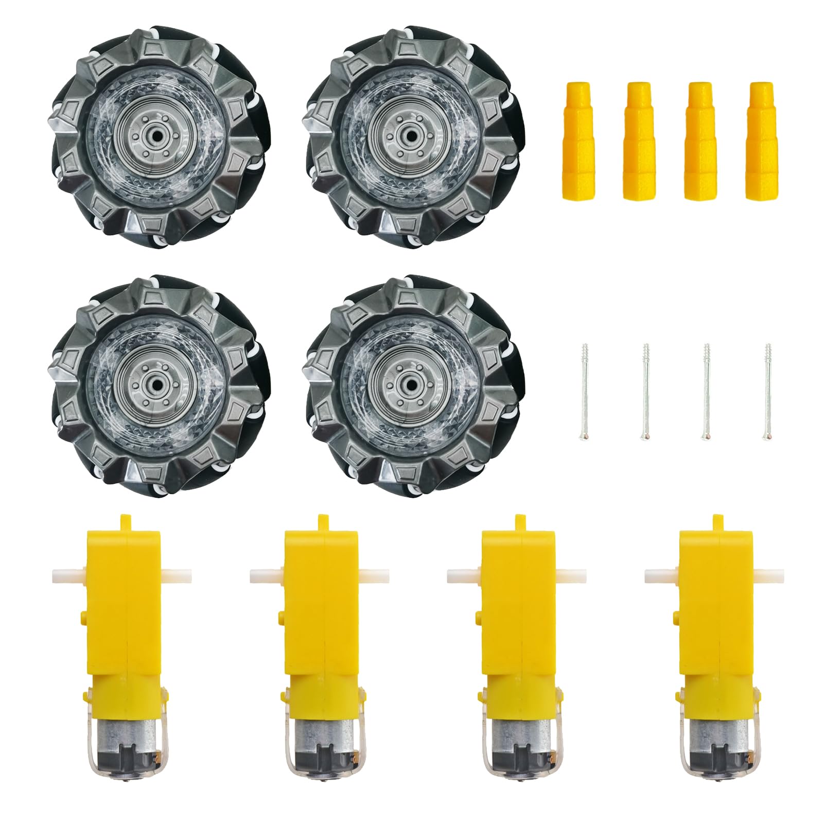 DIY Mecanum Wheel Car Kit with Metal Chassis and TT Motor Smart Robot 4WD Omnidirectional Car Programming Kit with Speed Encoder for Arduino/Microbit/Raspberry Pi for Adult Age 15+(Unassembled)
