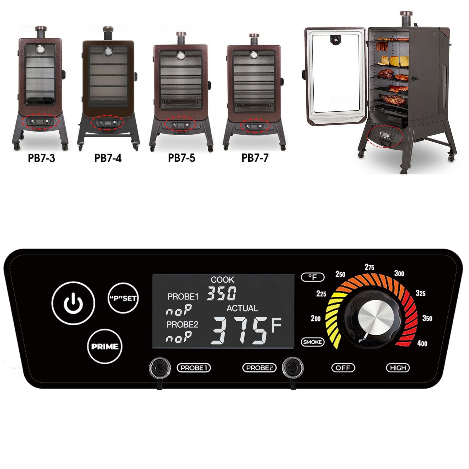 Digital W/LCD Display Control Board Thermostat Kit for Pit Boss Pellet Grill Smoker Austin XL, Replacement Parts Includes Meat Probes,Temp Sensor & Ignition Hot Rod