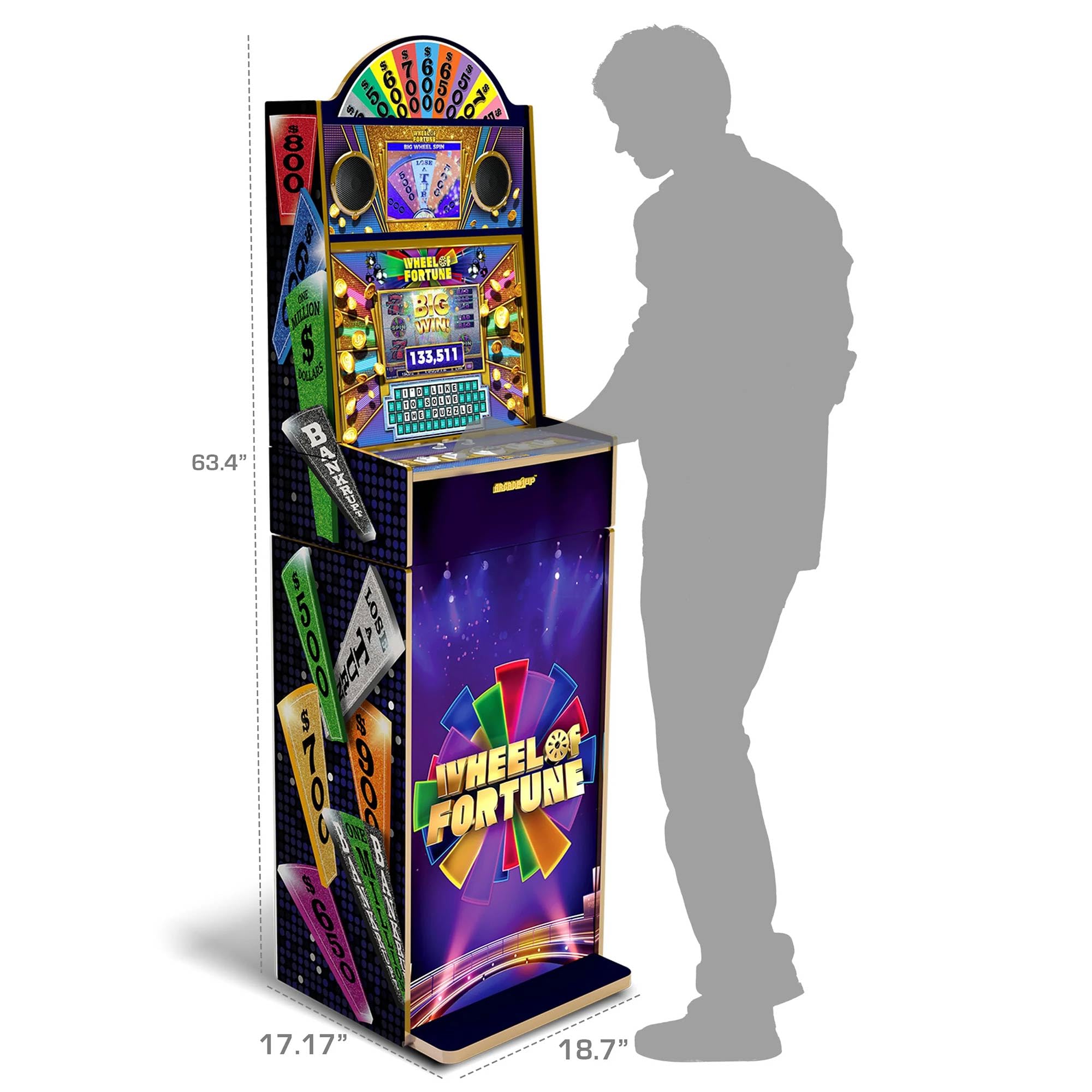 Wheel of Fortune Casinocade Deluxe Arcade Machine for Home, Over 5-feet-Tall Stand-up Cabinet, and 24 Games