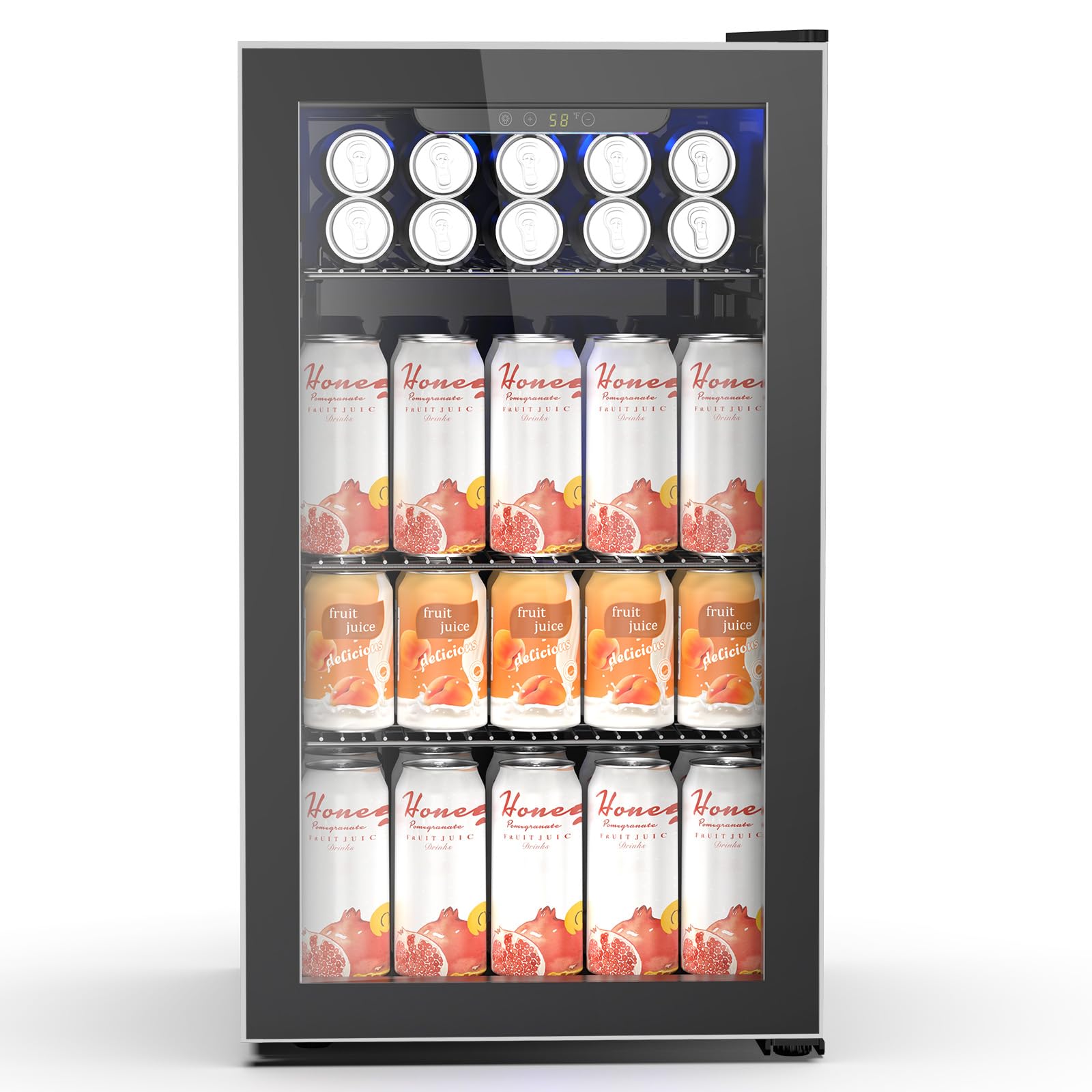 Electactic 50 Cans Beverage Refrigerator Cooler, 1.3 Cu.ft Mini Fridge Countertop Drink Cooler with Glass Door for Beer, Soda,Wine, Adjustable Digital Temperature Control for Home Dorm Bar, Black