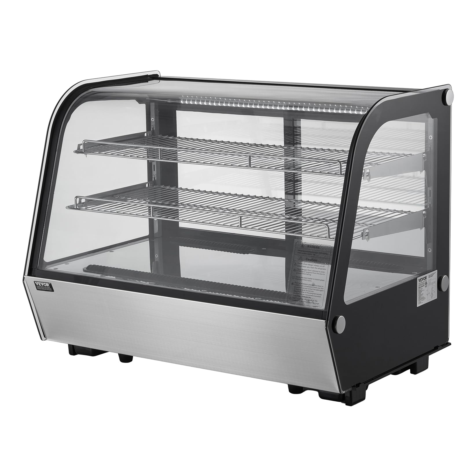 VEVOR Refrigerated Display Case, 3.5 Cu.Ft./100L, 2-Tier, Countertop Pastry Display Case Commercial Display Refrigerator with LED Lighting, TURBO Cooling, Frost-Free Air-Cooling, Rear Sliding Door