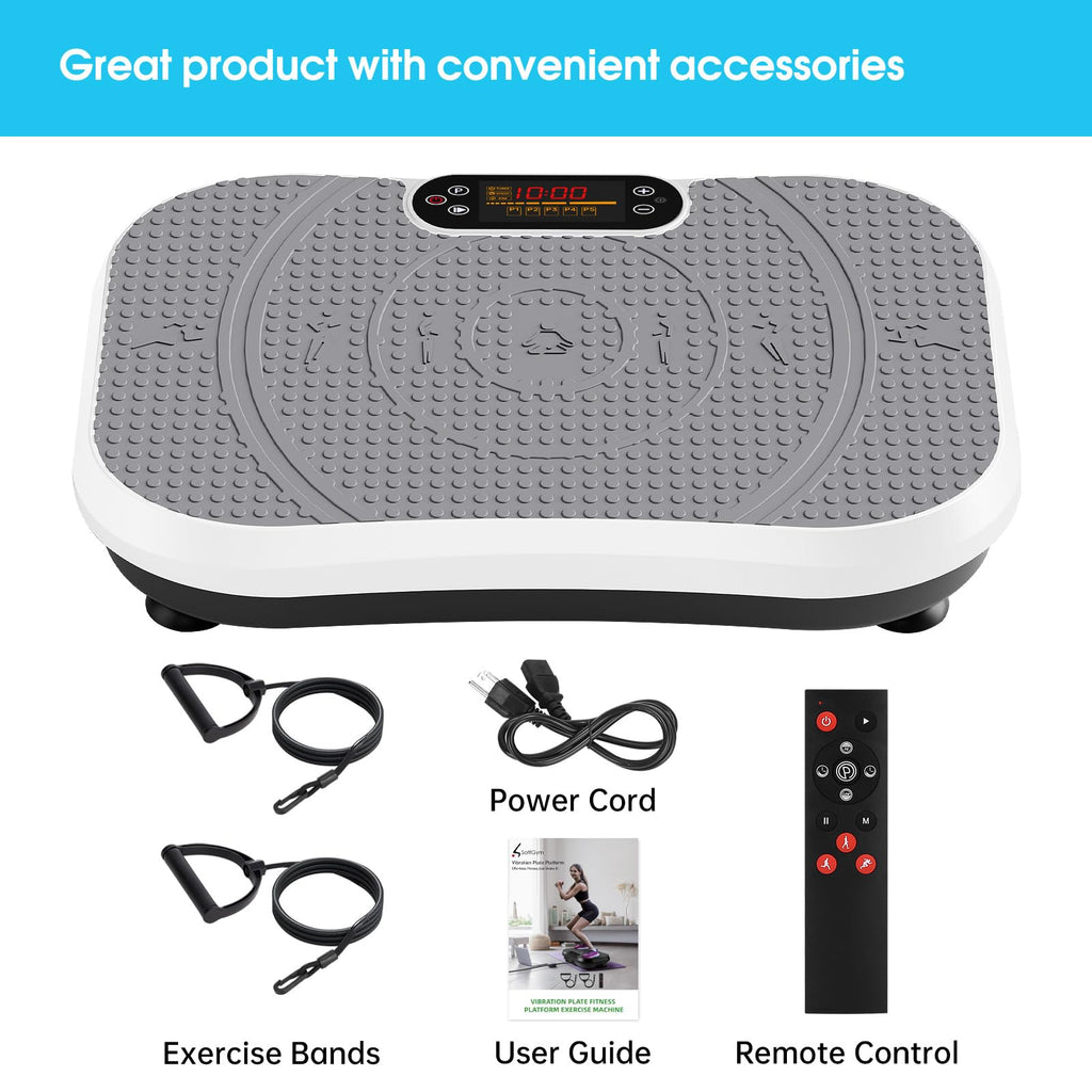 SoftGym Waver Vibration Plate Exercise Machine for Lymphatic Drainage Weight Loss,120 Speed Levels Vibrating Platform with Resistance Bands,Full-Body Workout Equipment for Muscle Toning