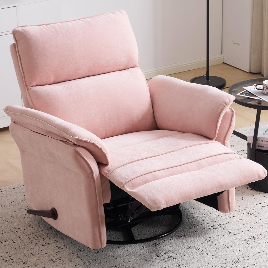 Oversized Rocking Chair Nursery with Massage and Heat, Glider Recliner Nursery Chair with Adjustable Headrest, Power Swivel Rocker Recliner Chair with USB Port, Dark Grey