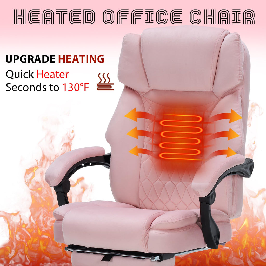 Massage Office Chair with Foot Rest 6 Points Vibration and Heat Home Office Desk Chairs for Heavy People 400lbs Reclining Managerial Chairs Ergonomic Executive Chair (Black)