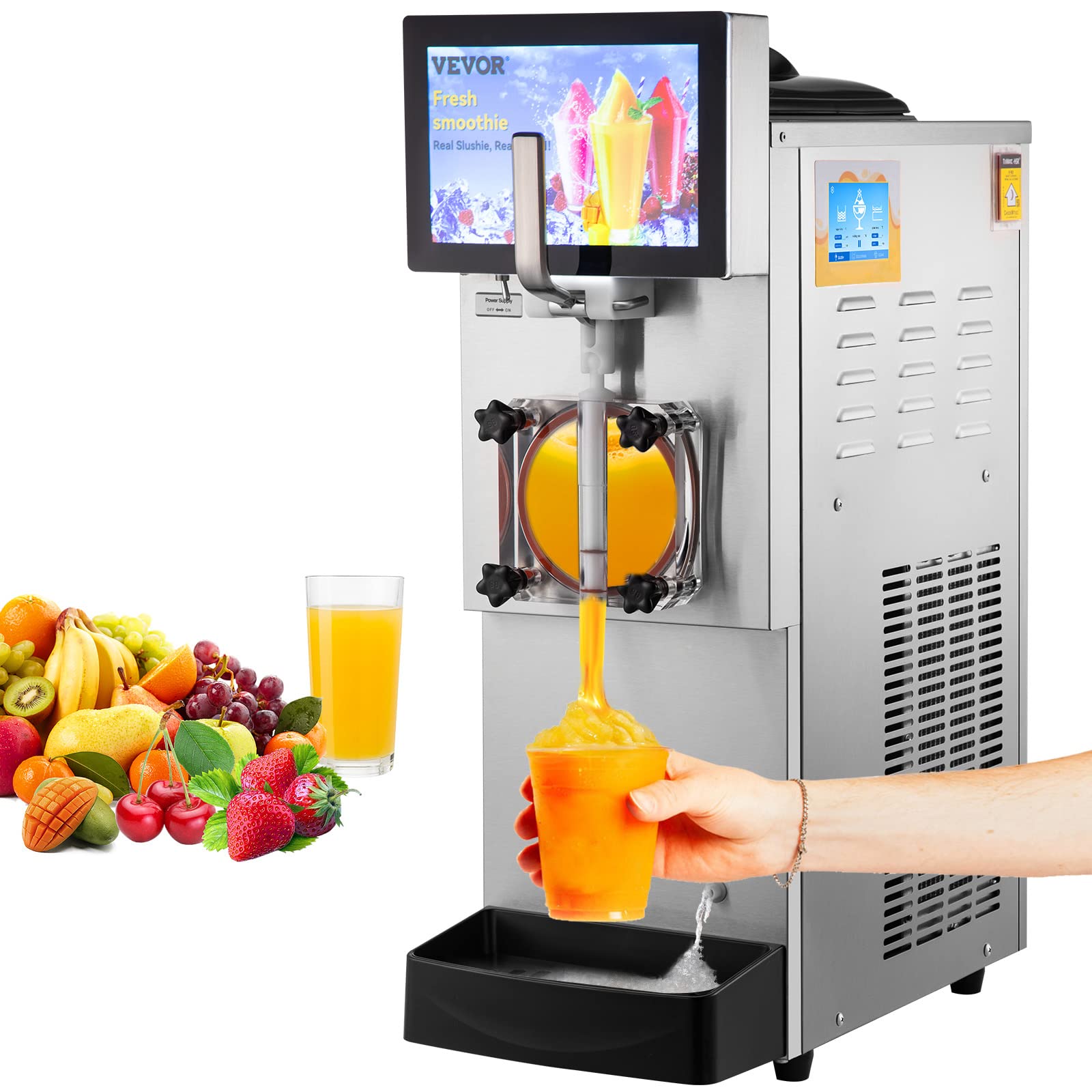 VEVOR Commercial Slushy Machine, 2 x 12L / 3.17 Gal Double Tanks, Cool and Freeze Modes, Stainless Steel Margarita Smoothie Frozen Drink Maker, Slushie Machine for Party Cafes Restaurants Bars Home