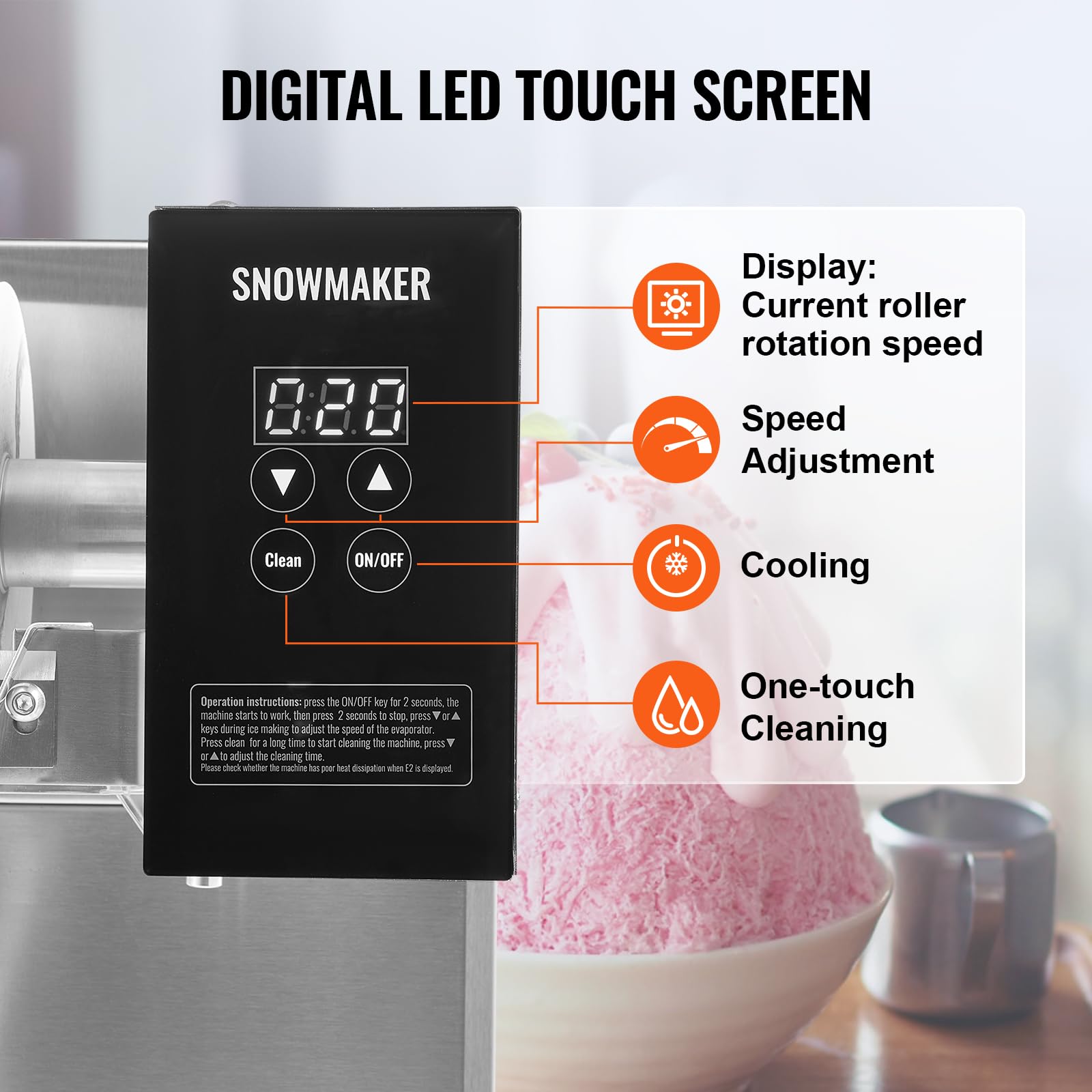 VEVOR Commercial Snowflake Ice Machine, 397LBS/24H Snowflake Ice Maker, Stainless Steel Ice Shaver Machine, Electric Snow Cone Maker, Liquid Cooling System for Rapid Heat Dissipation, Ice Cream