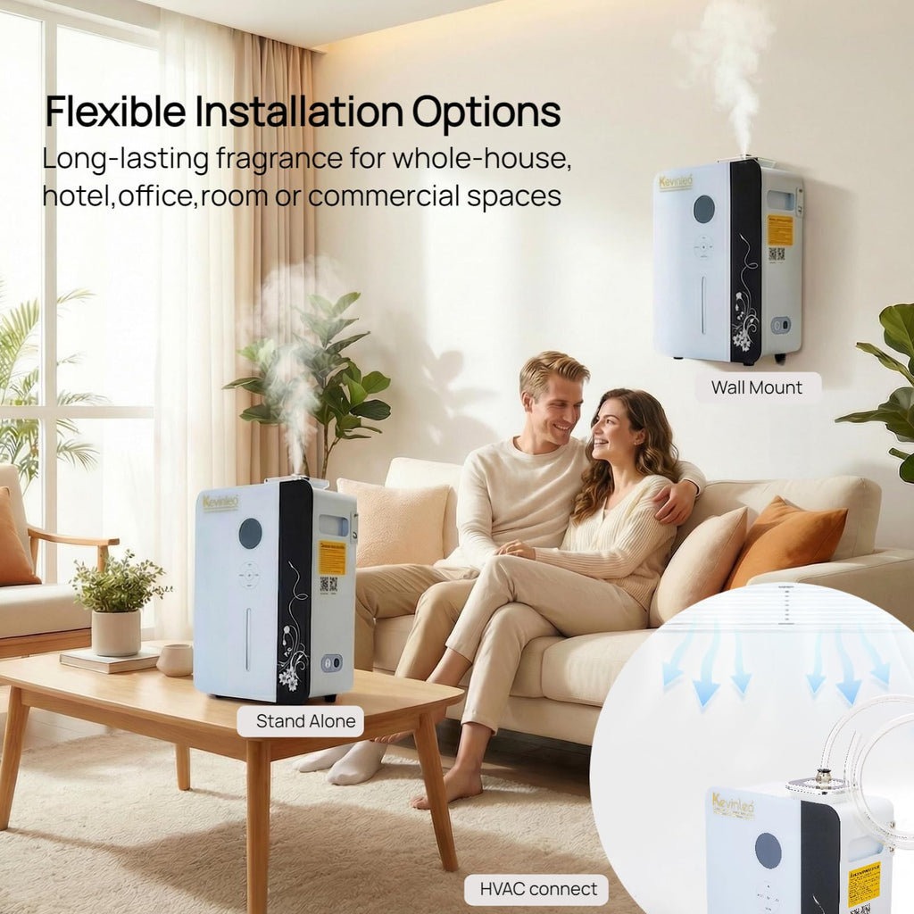 Kevinleo Scent Diffuser Machine – 7,500 Sq.Ft Waterless Cold-Air Technology, WiFi & App Control, HVAC Connect & Standalone, 800ml Essential Oil Diffuser for Office, Hotel, Home Gym, Commercial Use