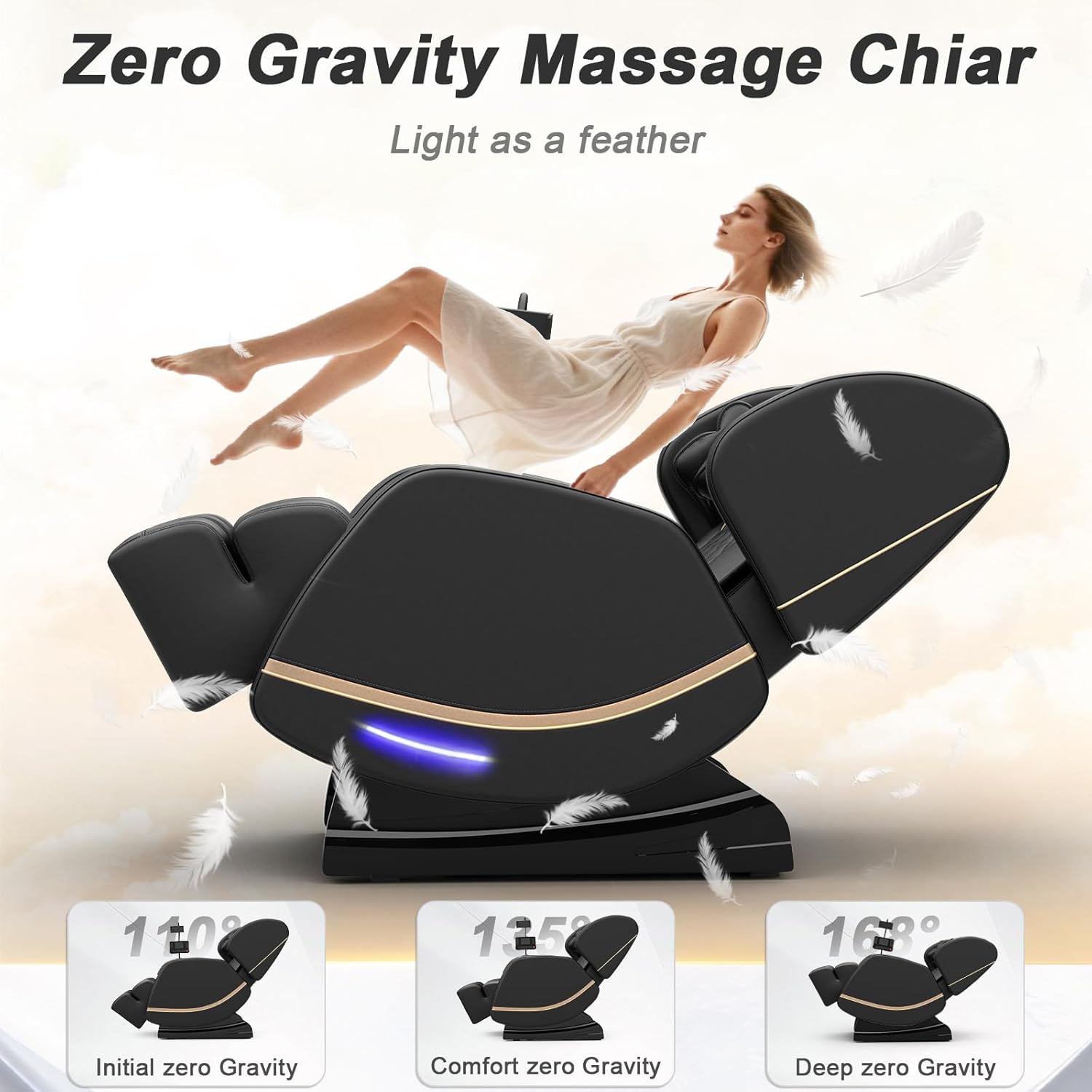 Megashock SL Track 2026 Massage Chair Full Body, Zero Gravity Massage Chair with Back Heat, 12 Fixed Rollers, Foot Massage, Airbag Massage and Bluetooth Speaker for Home and Office