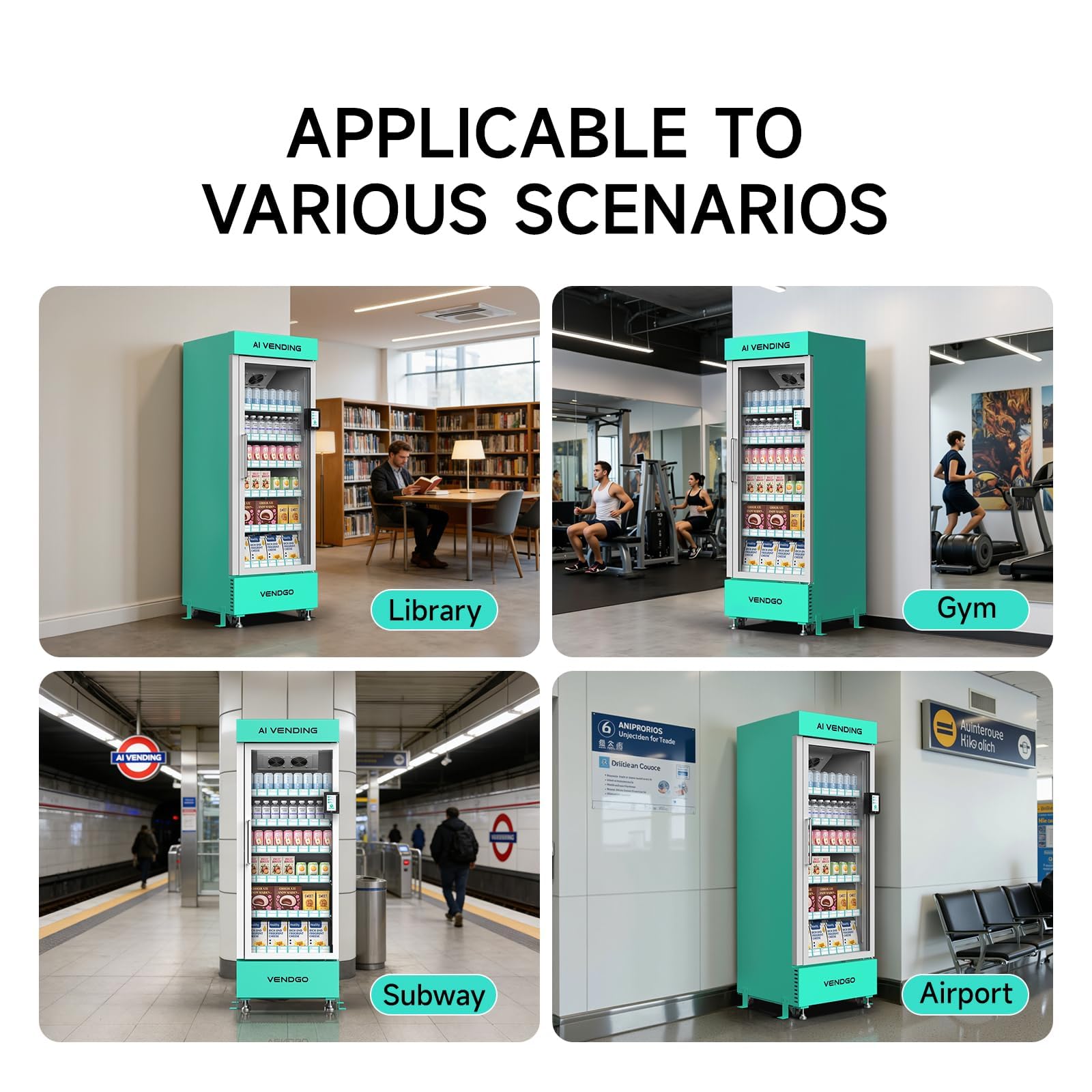 Smart Ai Vending Machine with Card Reader, Snack & Drink Combo, 6-Layer, 700 Can (300ml) Capacity, Refrigerated, Ai Visual Recognition & App Management, Vending Machines for Business