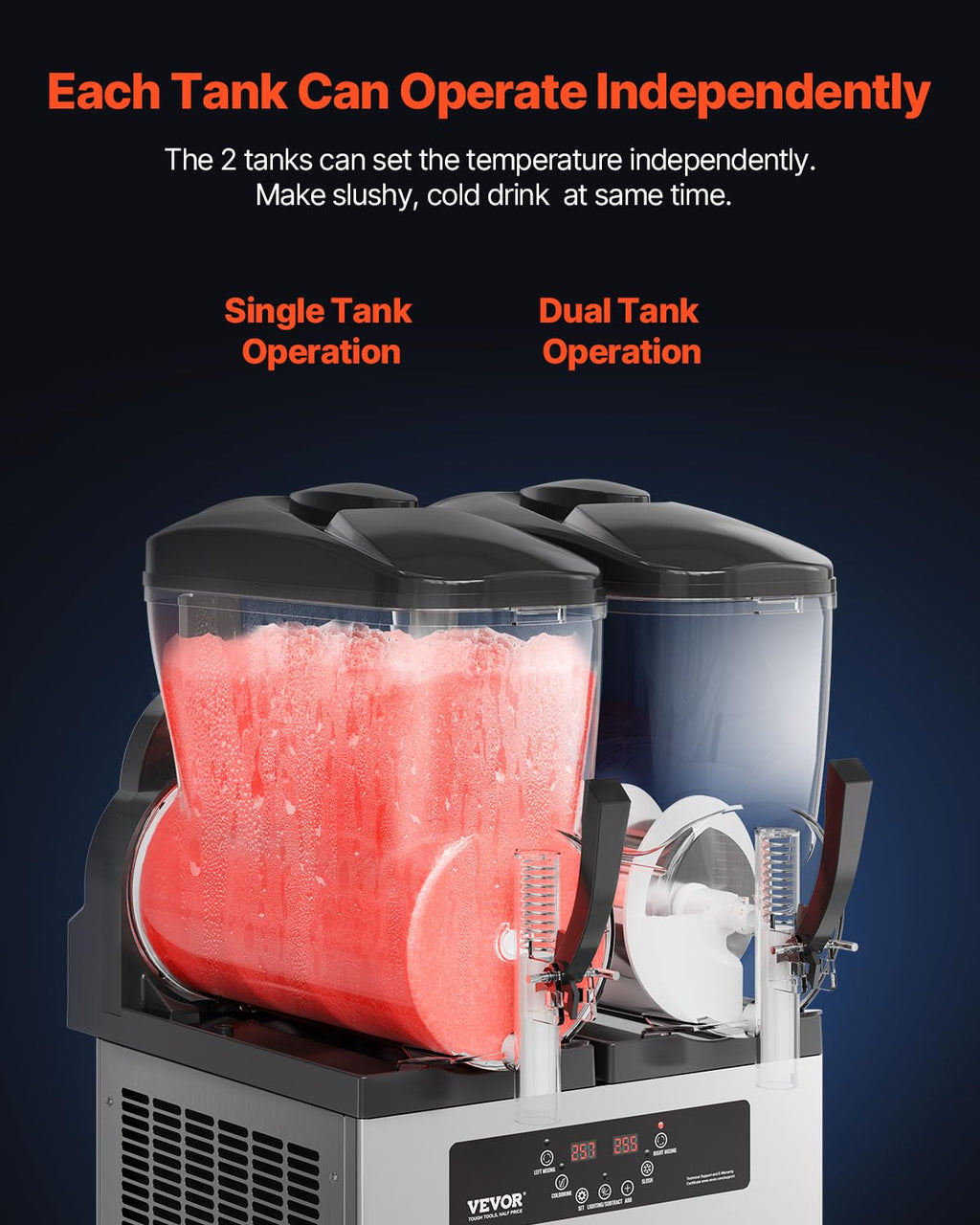 VEVOR Commercial Slushy Machine, 12Lx3 Triple Tank Frozen Drink Machine, 144 Cups Stainless Steel Margarita Smoothie Frozen Drink Maker, Slushie Maker for Home Party Restaurants Cafe Bars