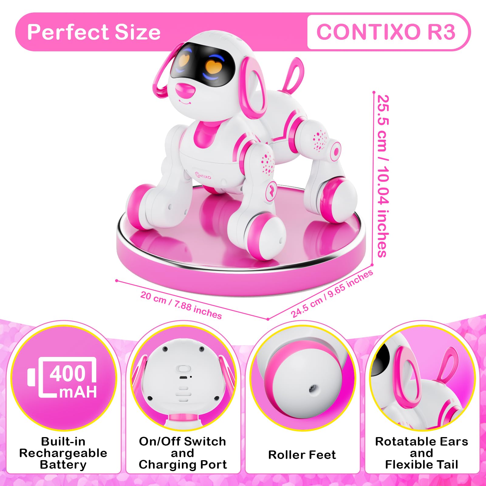 Contixo R3 Robot Dog Kids Toy - Remote Control Robots Interactive Smart Dancing Toy for Kids Boys Girls Toddler Age 3-12 Year Old Robotic Pet Birthday Gifts for Children Blue