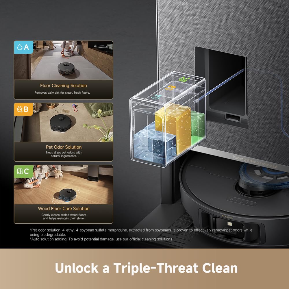 DREAME Matrix10 Ultra Robot Vacuum and Mop, Multi-Mop Switching, 3.14inch Obstacle Clearing, 30,000Pa Suction, Self Empty&Refill, Self-Cleaning, 100% Detangling, 240+ Obstacle Avoidance, Voice Control