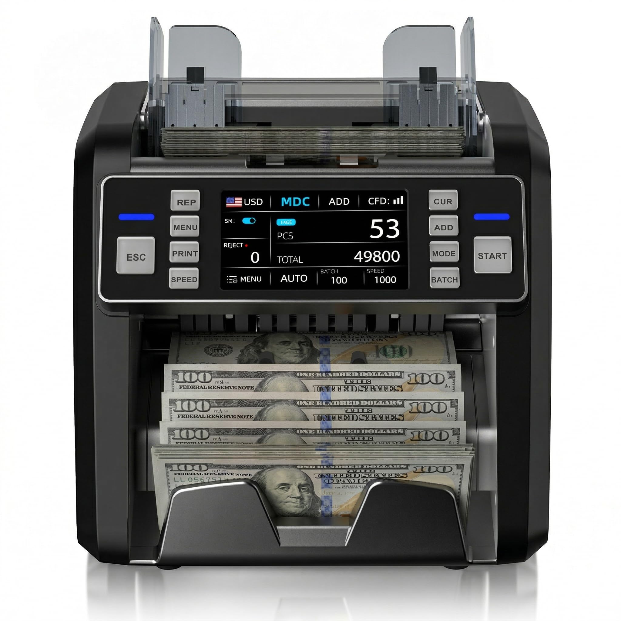 Aneken Mixed Denomination Money Counter with Counterfeit Detection, Touch Screen, and 2CIS/UV/MG/IR/DD/DBL/HLF/CHN, Value and Mixed Counting for Accurate Cash Counting, Gray