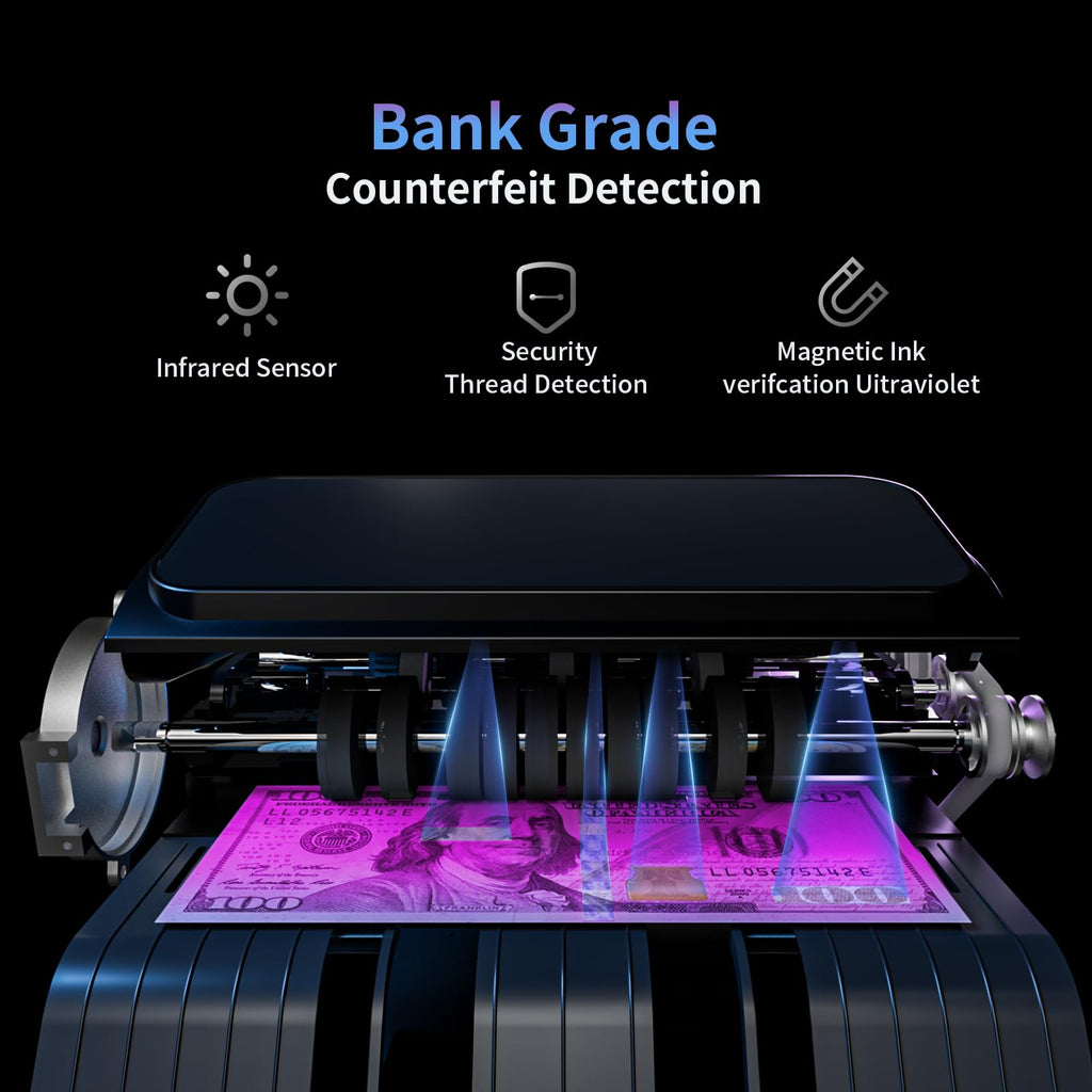 Aneken N60 Money Counter Machine Mixed Denominations, Cash Counter with 3.5” HD Dual TFT Display, UV/MG/IR/DD Counterfeit Detection, Printer-Ready Bill Counting Machine for Business, Upgraded Version
