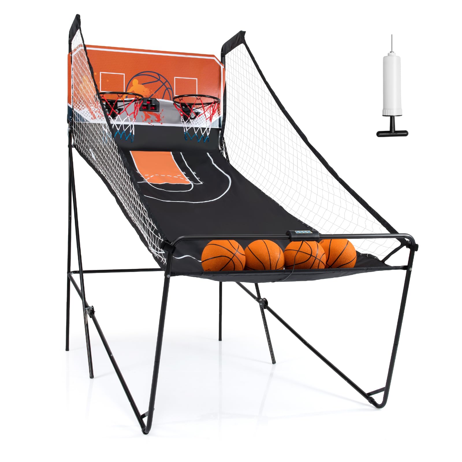 Giantex Foldable Basketball Arcade Game, 8 Game Options, Electronic Double Shot 2 Player w/ 4 Balls and LED Scoring System, Indoor Basketball Game for Kids, Adults
