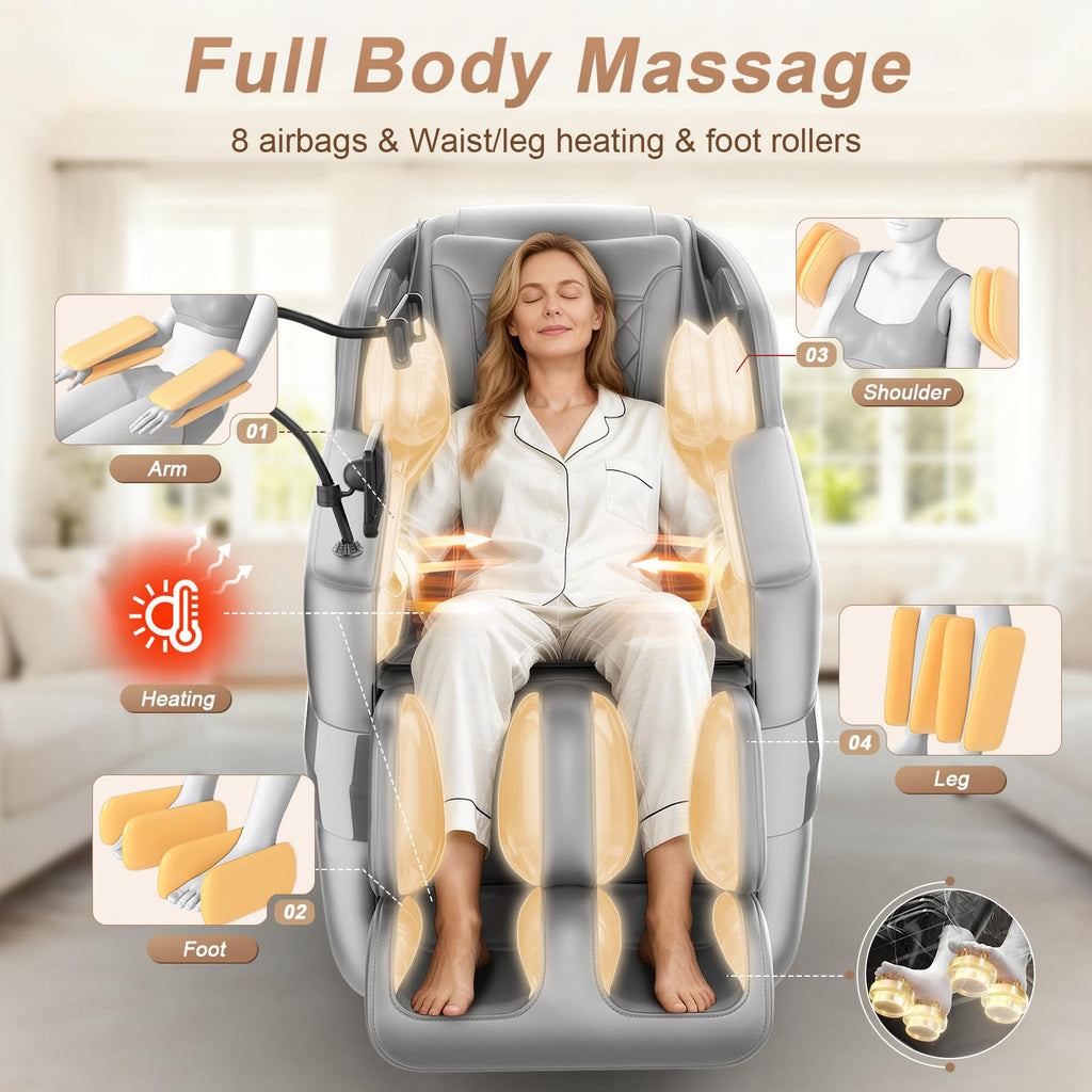 FURNIMAT 2026 Massage Chair Full Body, 3D SL-Track Zero Gravity Shiatsu Massage Chair Recliner with AI Control, Body Scan, Airbags, Heating, Foot Roller, Auto Modes, Bluetooth Speaker