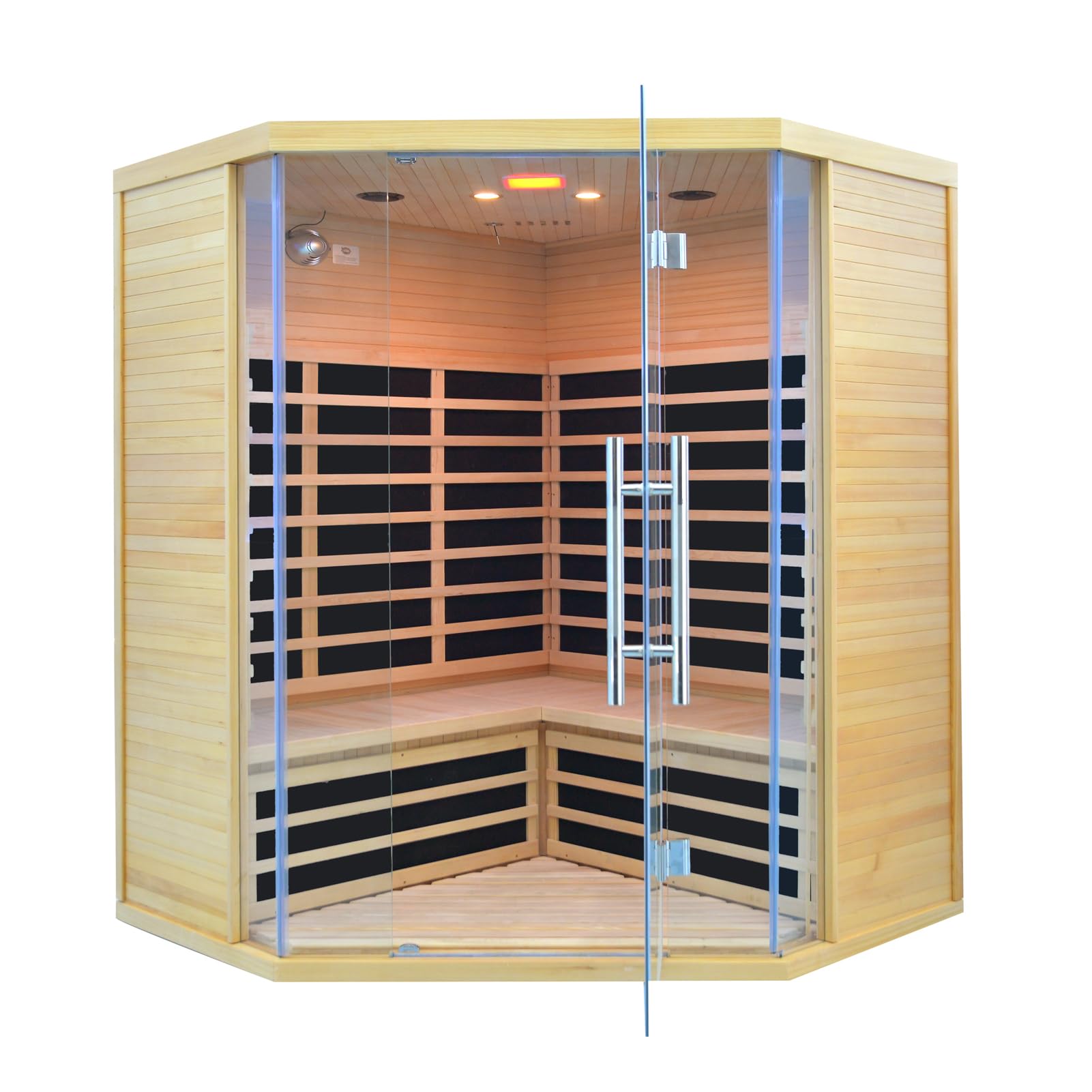 1350W Far Infrared Home Sauna, Energy-Efficient Fast-Heating Indoor Sauna Room with Bluetooth & 7-Color Therapy, Canadian Hemlock Wood, Modular Design - Ideal for Home Gym, Family Relaxation