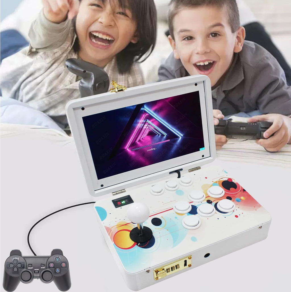 9800 in 1 Hand-held Portable Arcade Game Console 10.1-inch HD Screen Dual Players 3D Retro Electronic Metal Box, Retro Video Game Machine Search/Hide/Pause Games