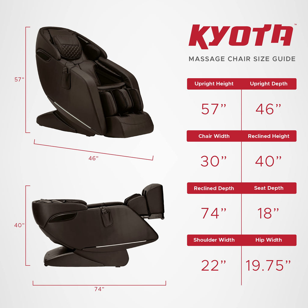 Kyota M380 Genki Massage Chair, Black, Modern Style, Zero-Gravity Recliner, Shiatsu Massage, Voice Controlled, Chromotherapy Lights, 50 x 30 x 40 inches, 200 lbs Weight Capacity